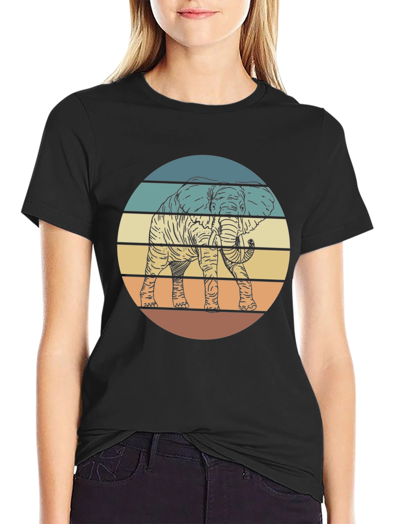 Elephant Sunset Graphic Tee - Unisex Retro Style