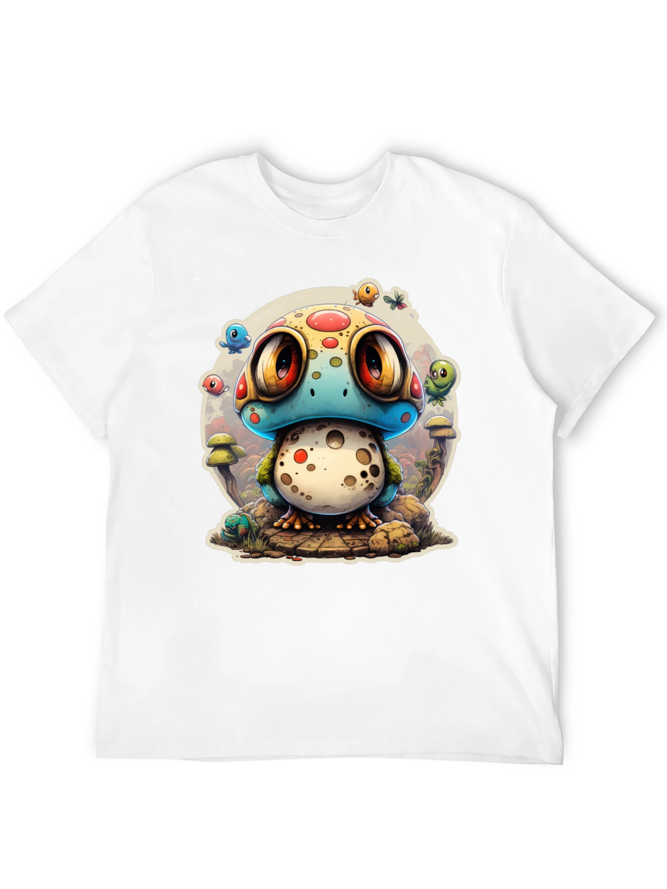 Cartoon Mushroom Creature Graphic T-Shirt