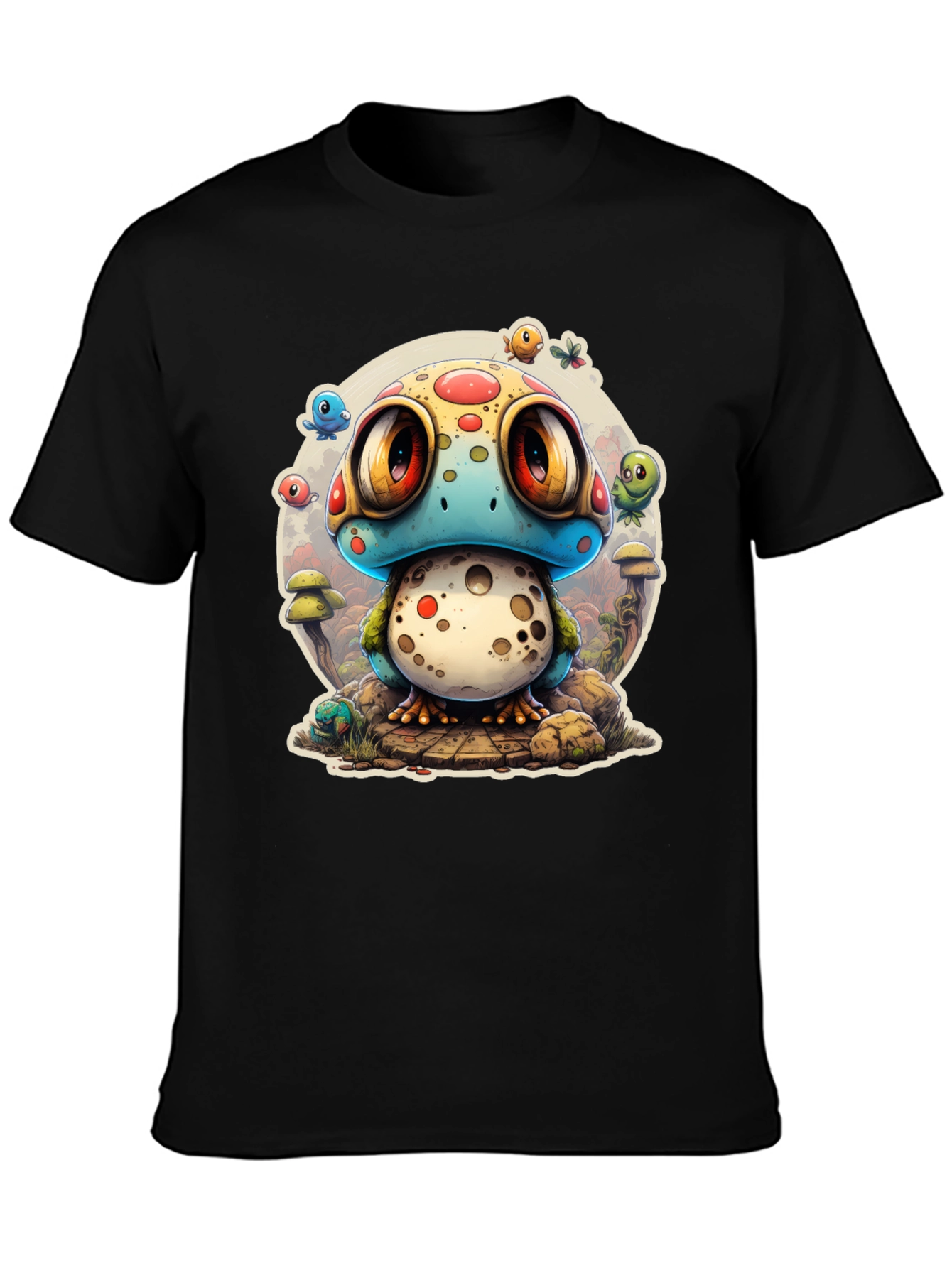 Cartoon Mushroom Creature Graphic T-Shirt