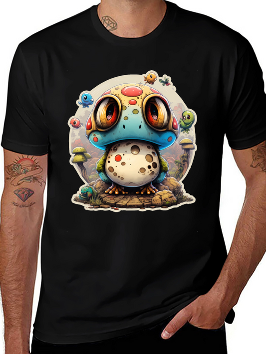 Cartoon Mushroom Creature Graphic T-Shirt