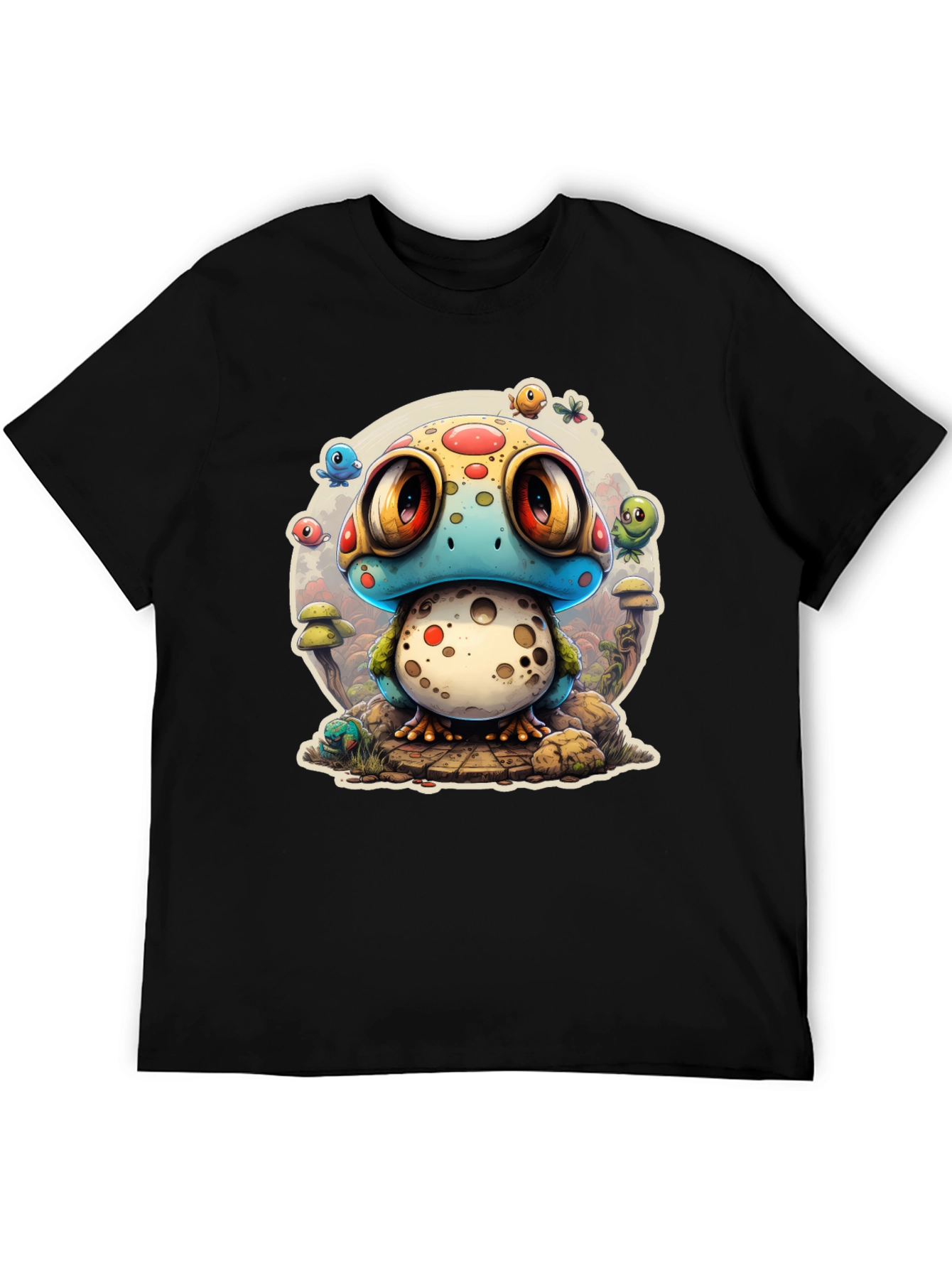 Cartoon Mushroom Creature Graphic T-Shirt