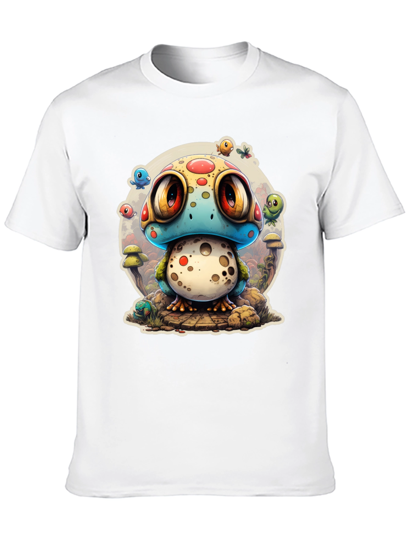 Cartoon Mushroom Creature Graphic T-Shirt