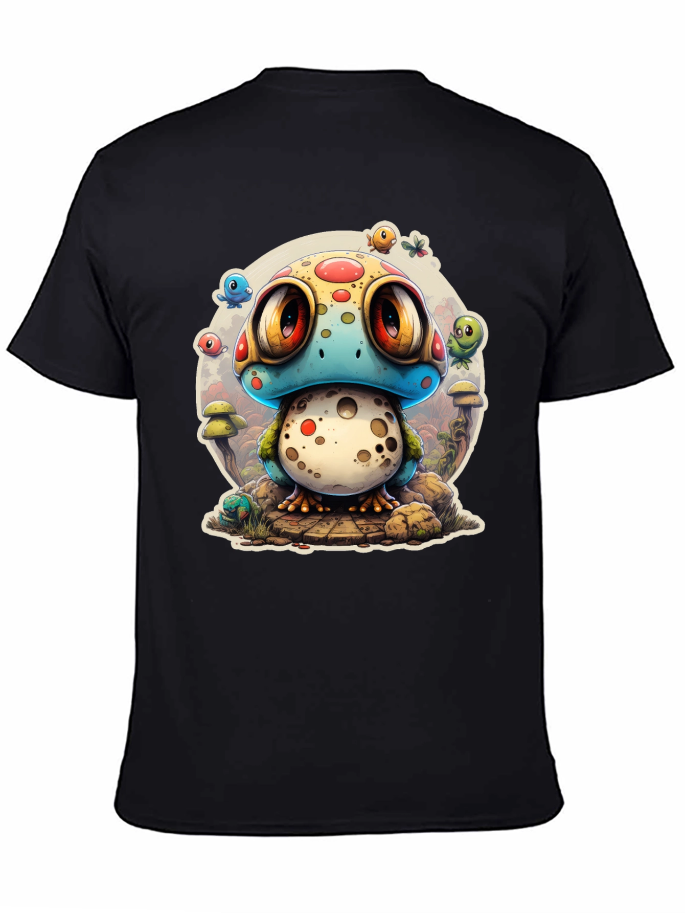 Cartoon Mushroom Creature Graphic T-Shirt