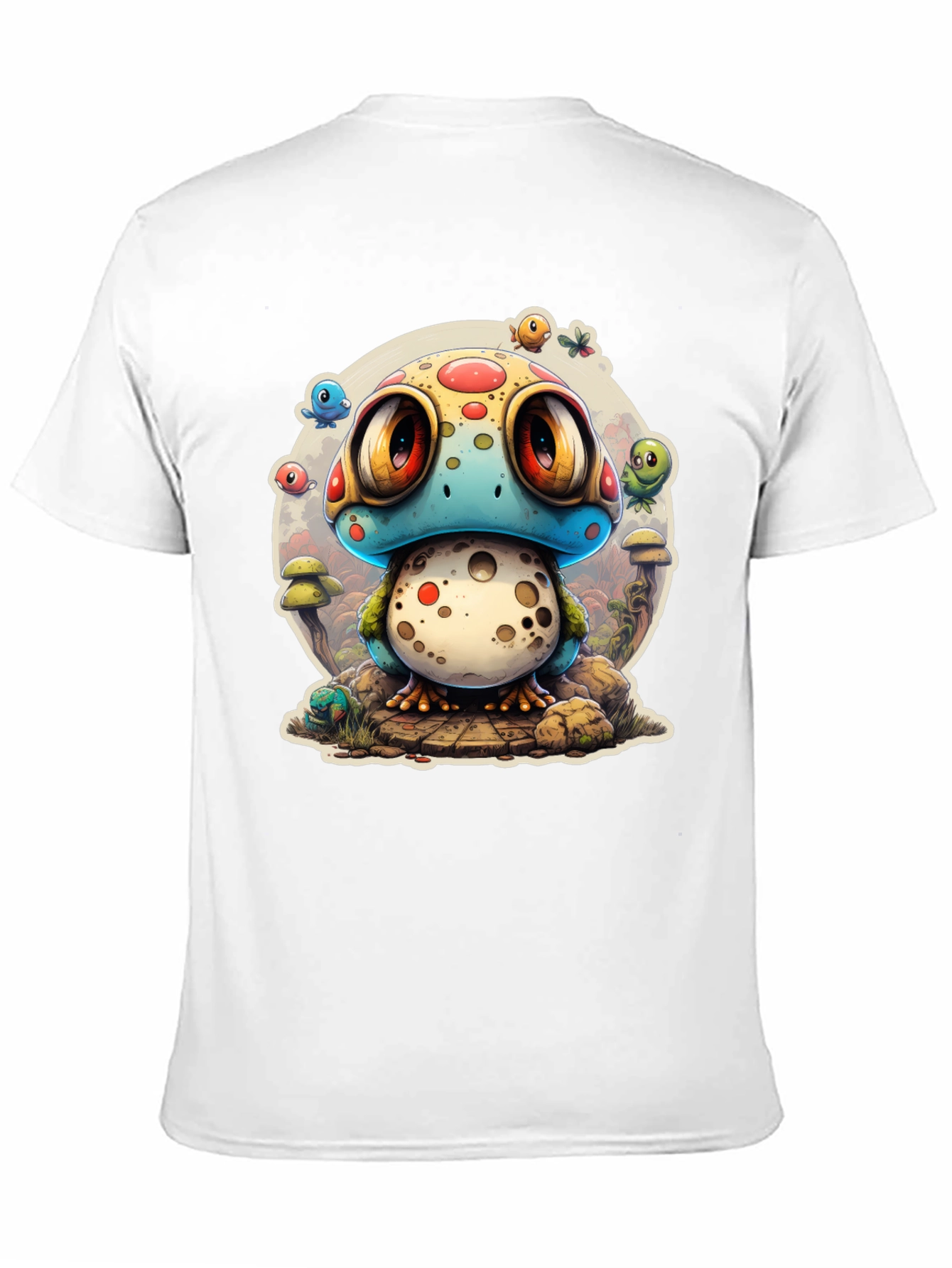 Cartoon Mushroom Creature Graphic T-Shirt