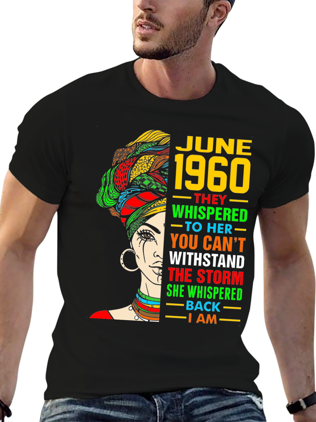 June 1960 Birthday T-Shirt - Black Pride