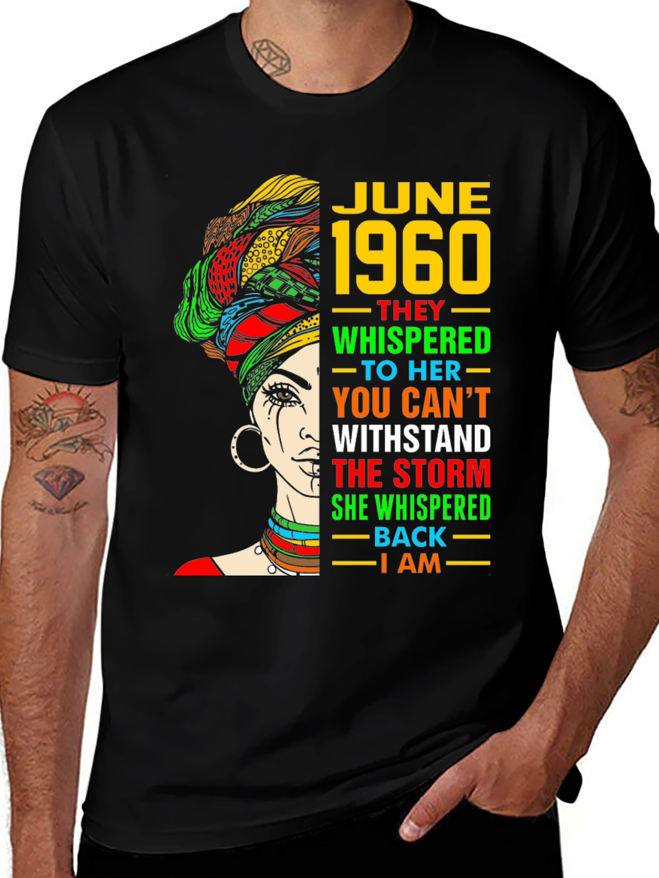 June 1960 Birthday T-Shirt - Black Pride