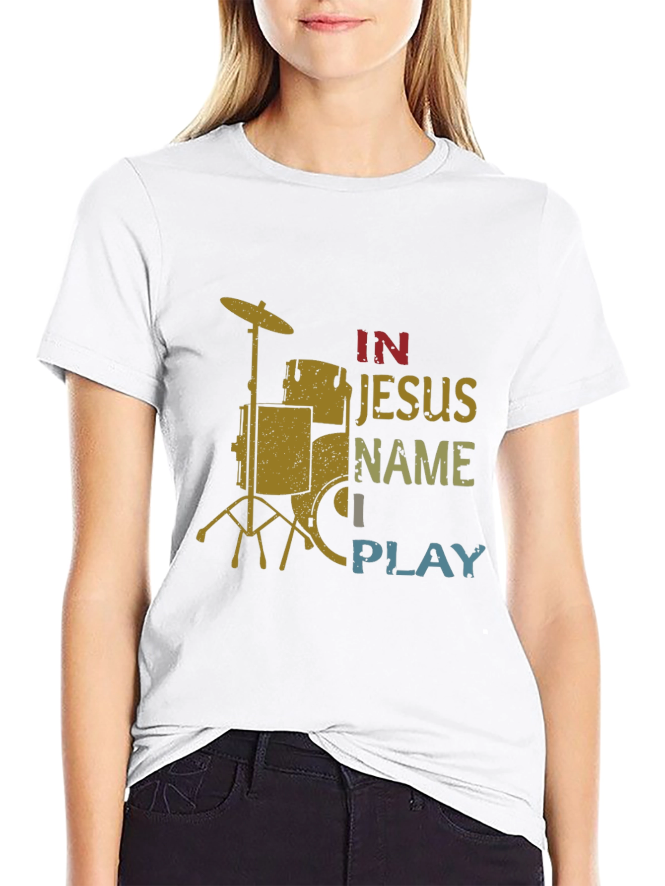 In Jesus Name I Play Drummer T-Shirt
