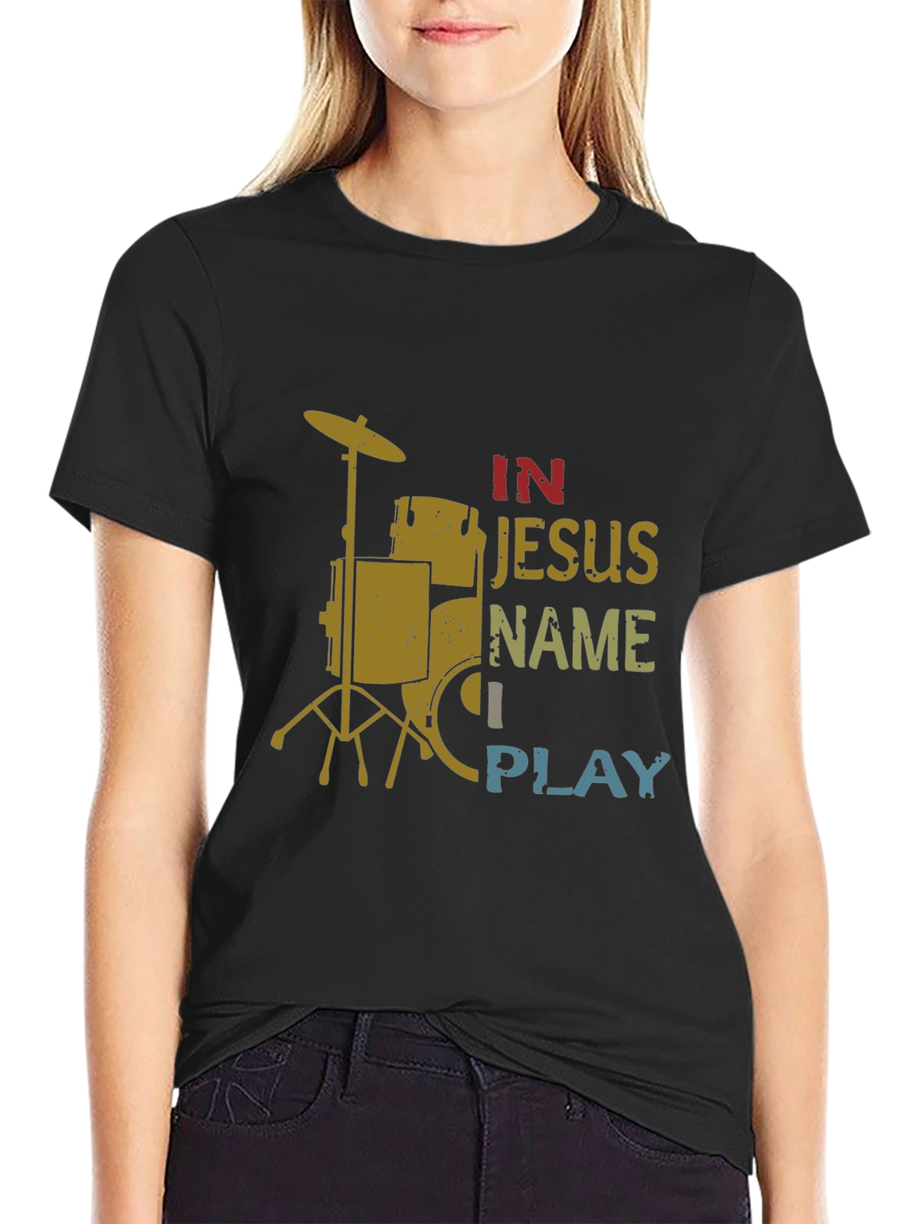 In Jesus Name I Play Drummer T-Shirt