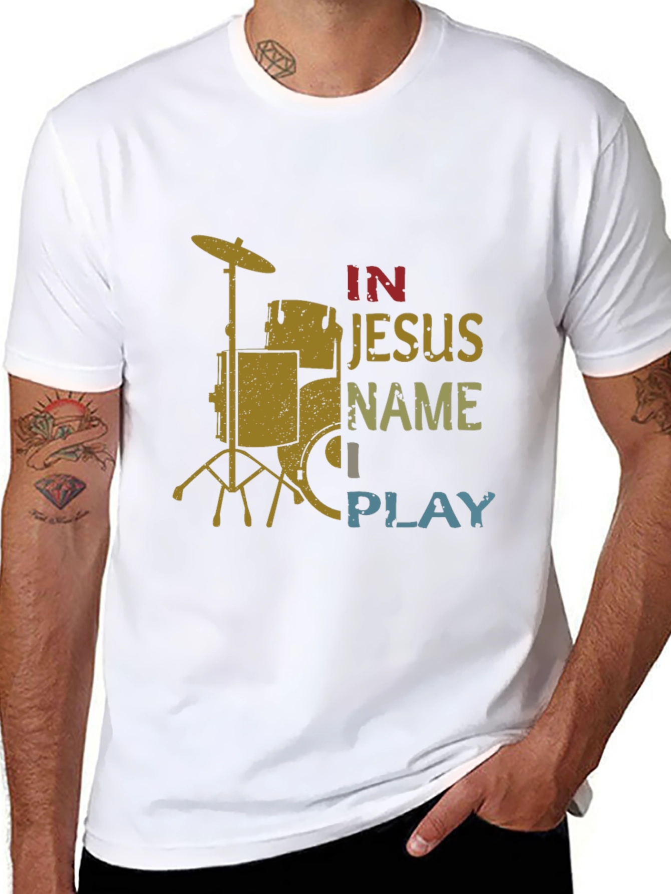 In Jesus Name I Play Drummer T-Shirt