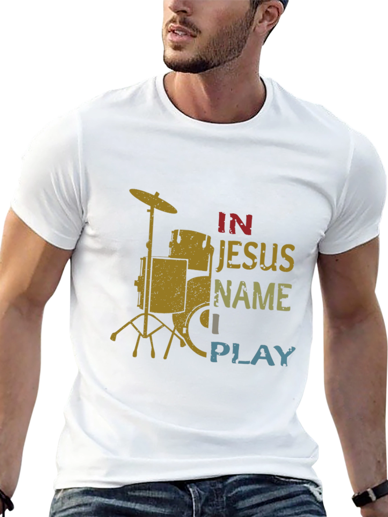 In Jesus Name I Play Drummer T-Shirt