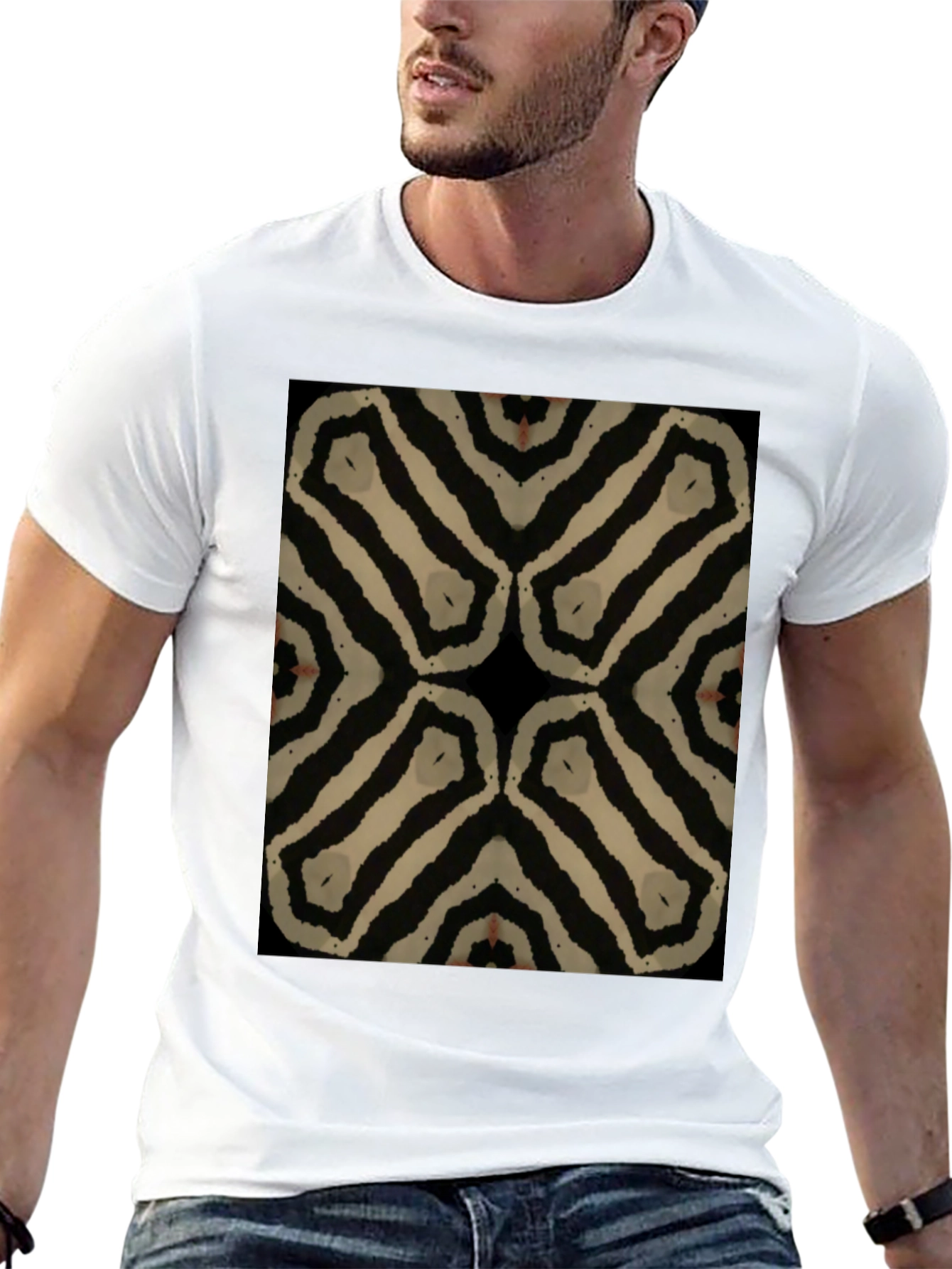 Abstract Zebra Print Black Tee