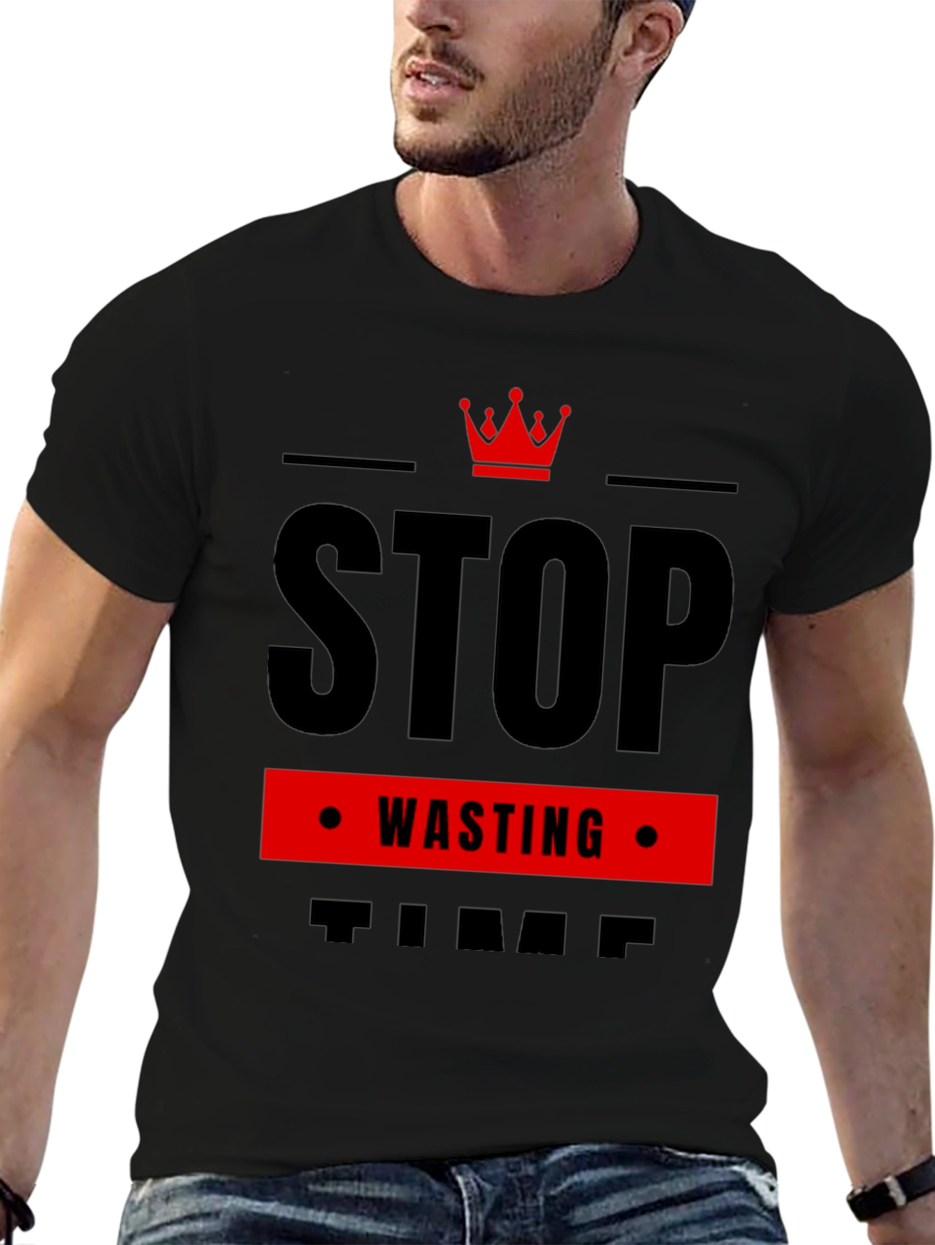 Stop Wasting Time Black Graphic Tee