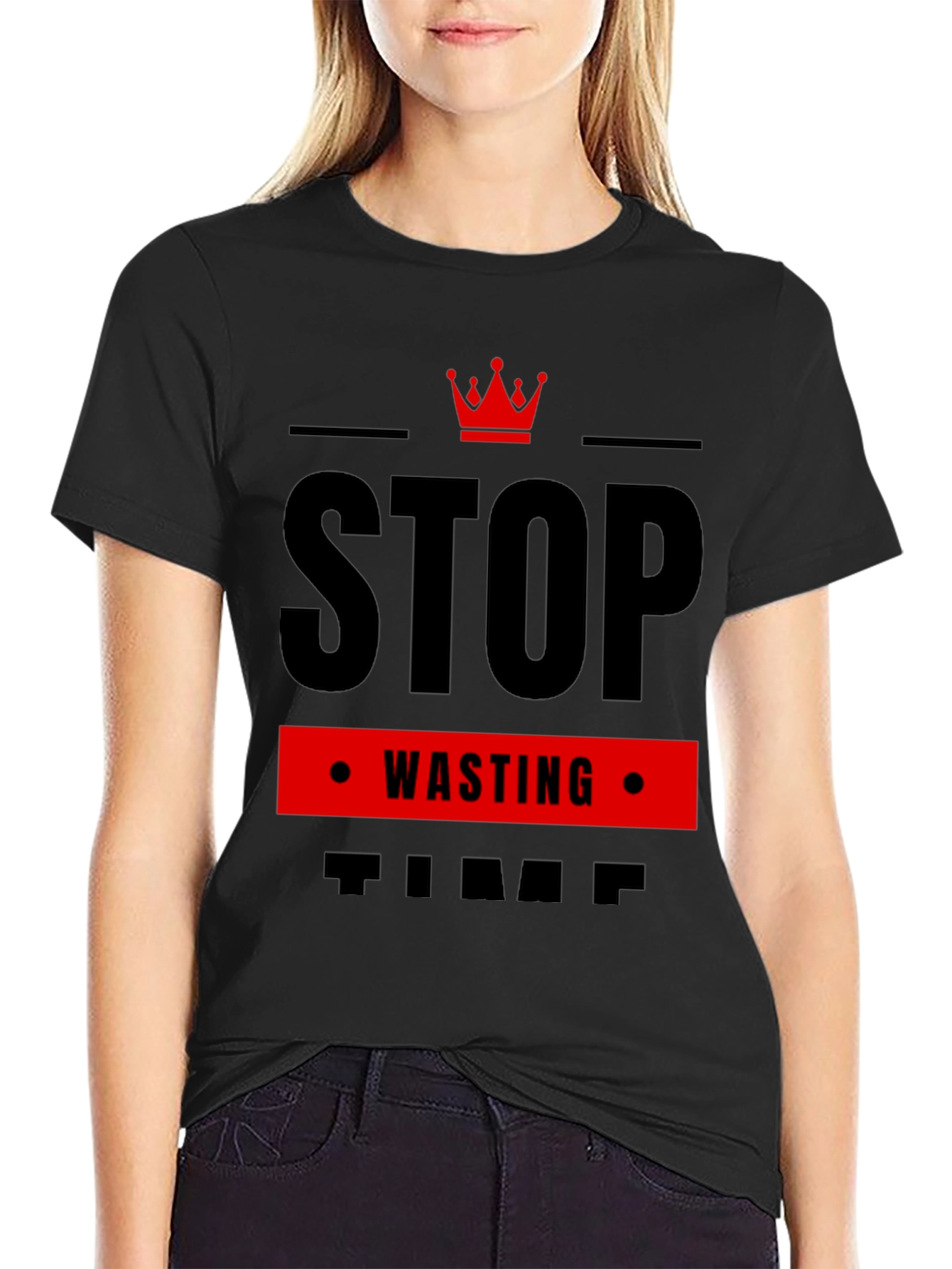 Stop Wasting Time Black Graphic Tee