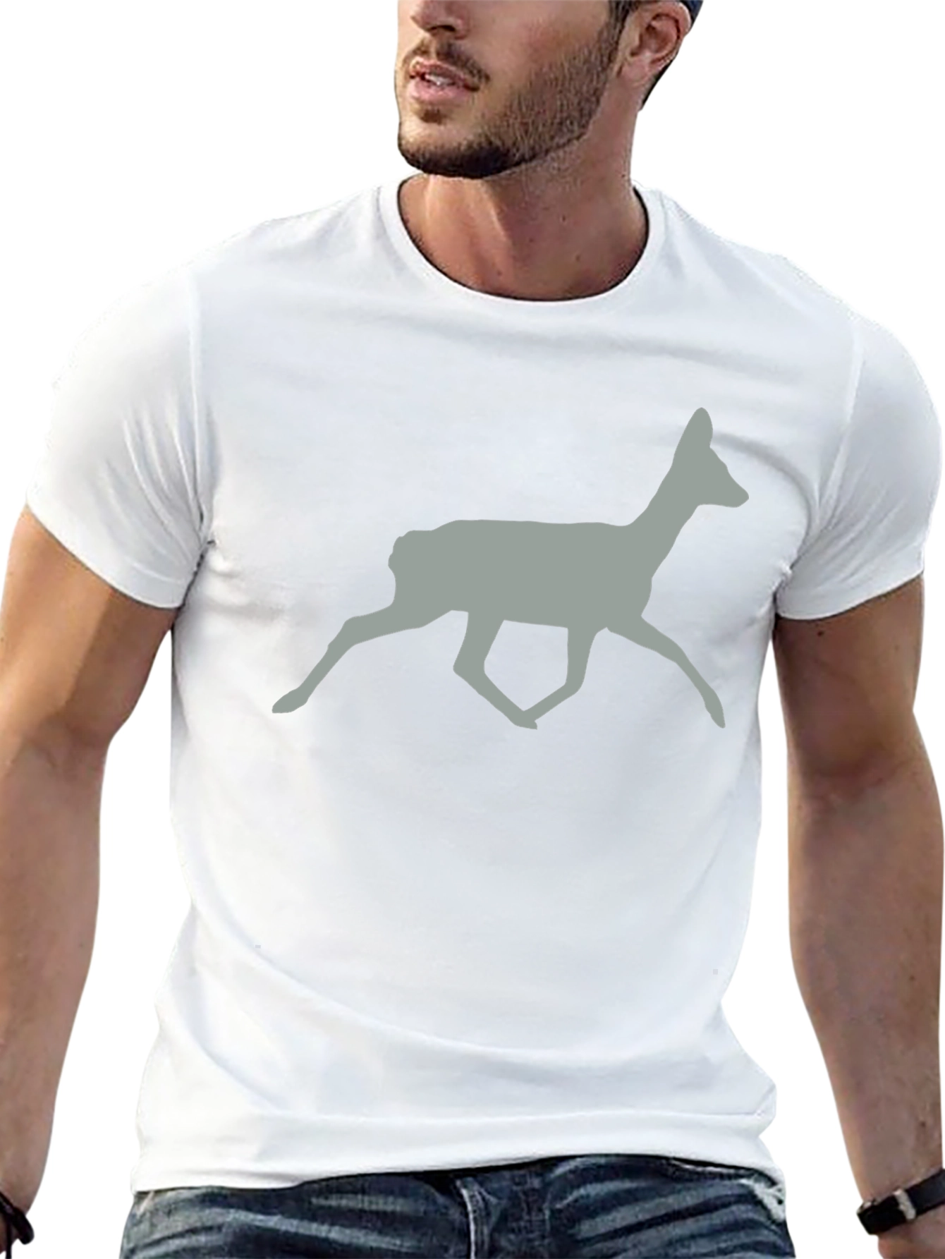 Deer Silhouette Graphic Tee - Black