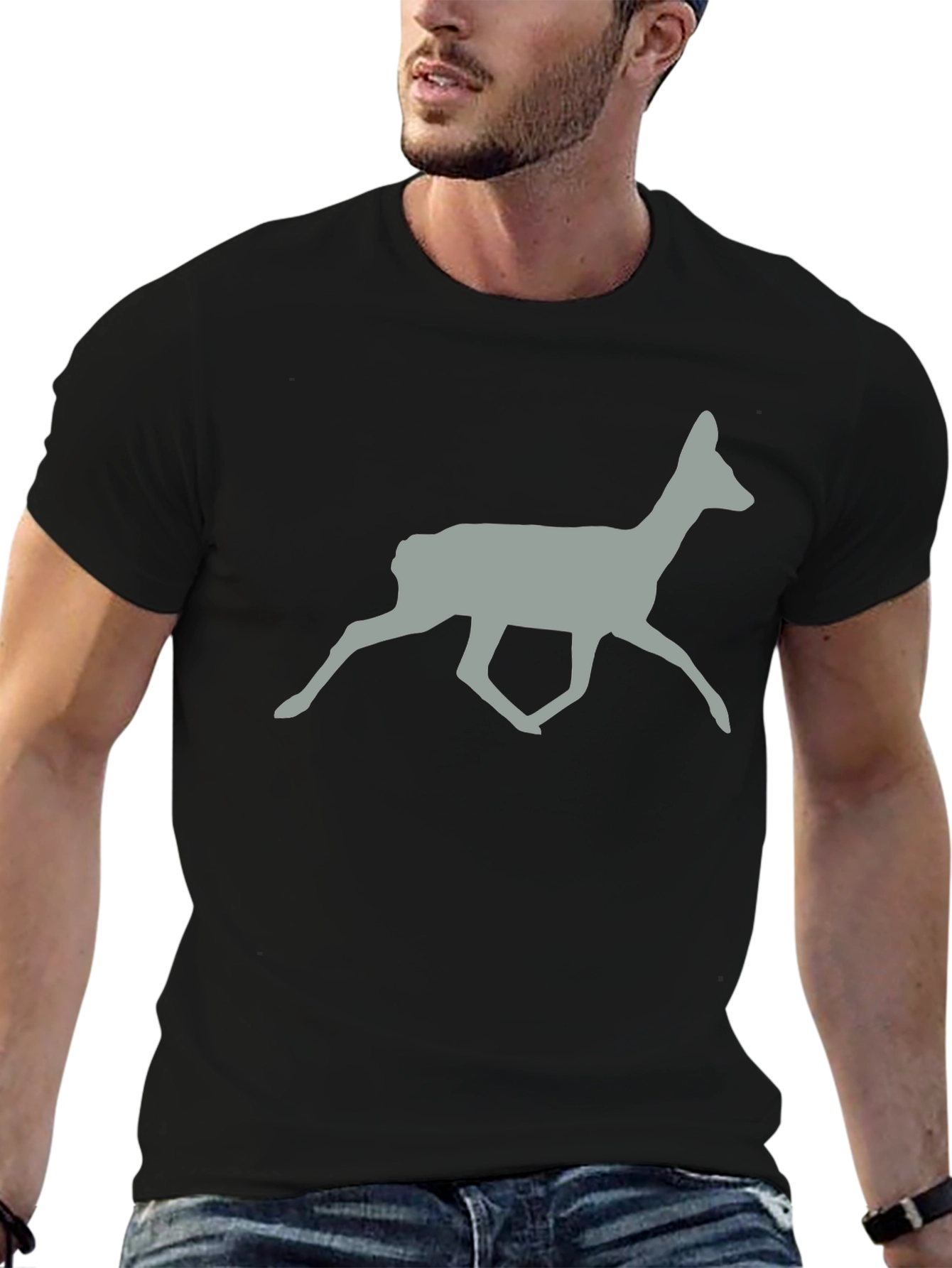 Deer Silhouette Graphic Tee - Black