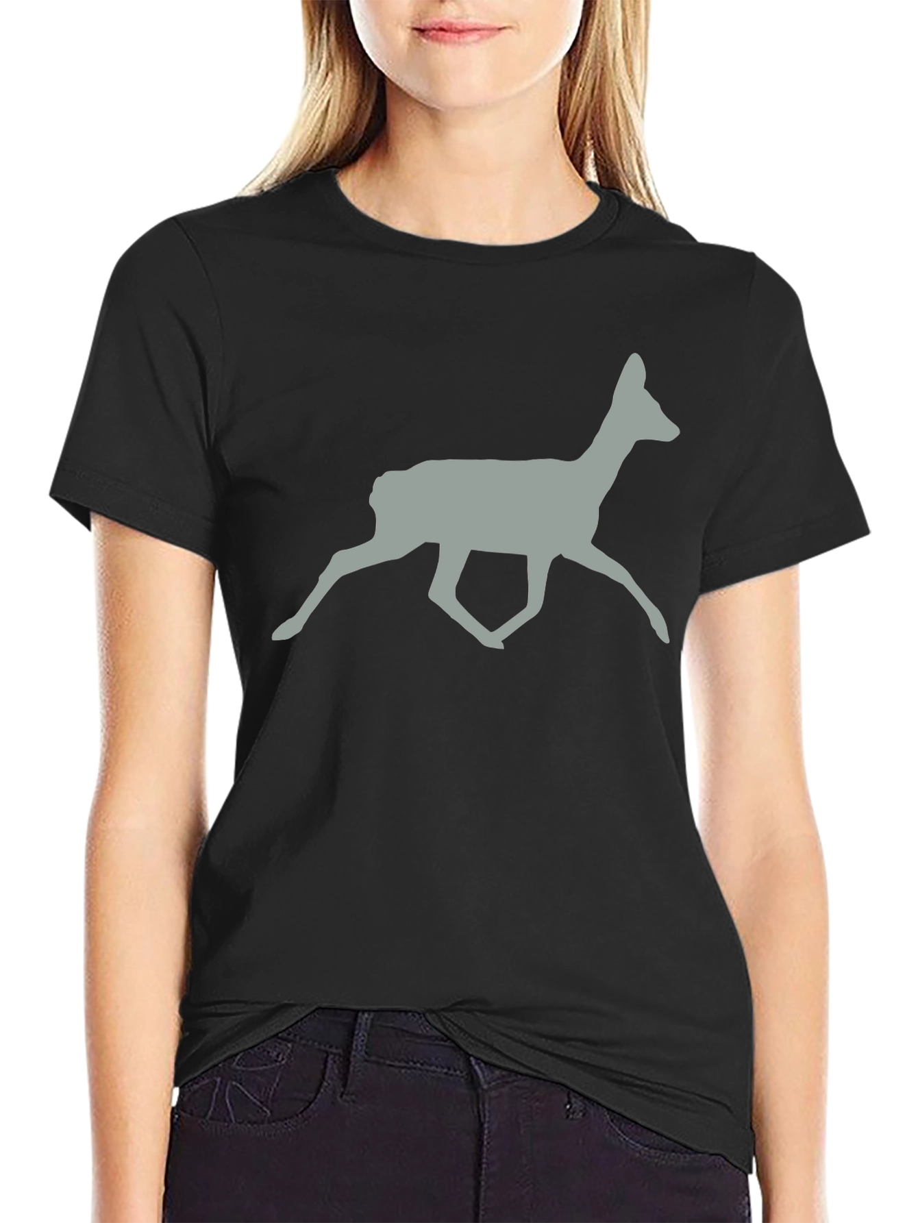 Deer Silhouette Graphic Tee - Black