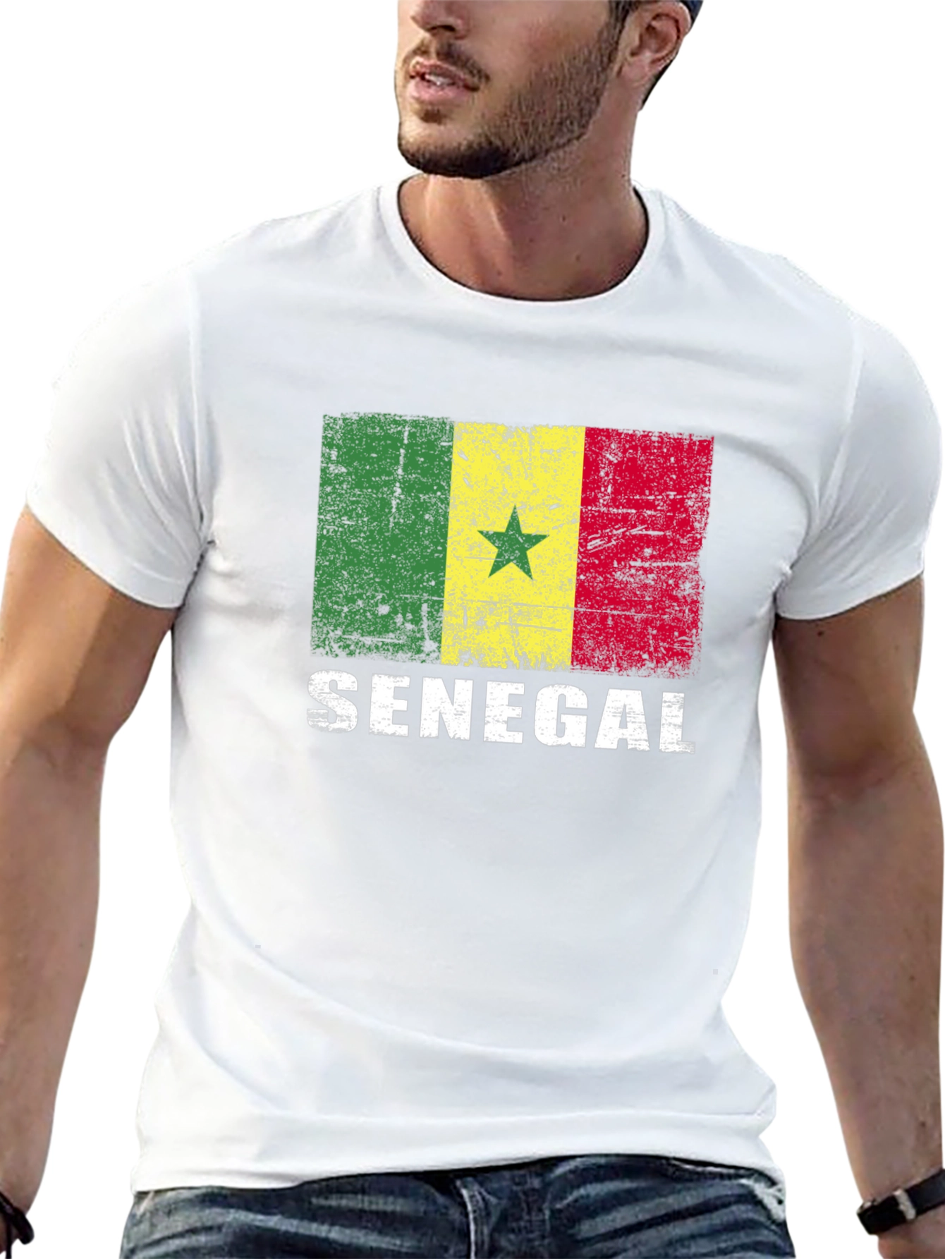 Senegal Flag T-Shirt - Distressed Design