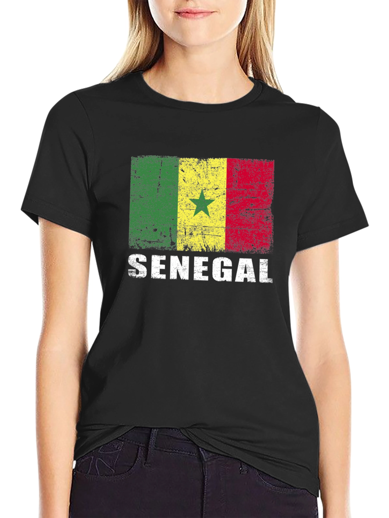 Senegal Flag T-Shirt - Distressed Design