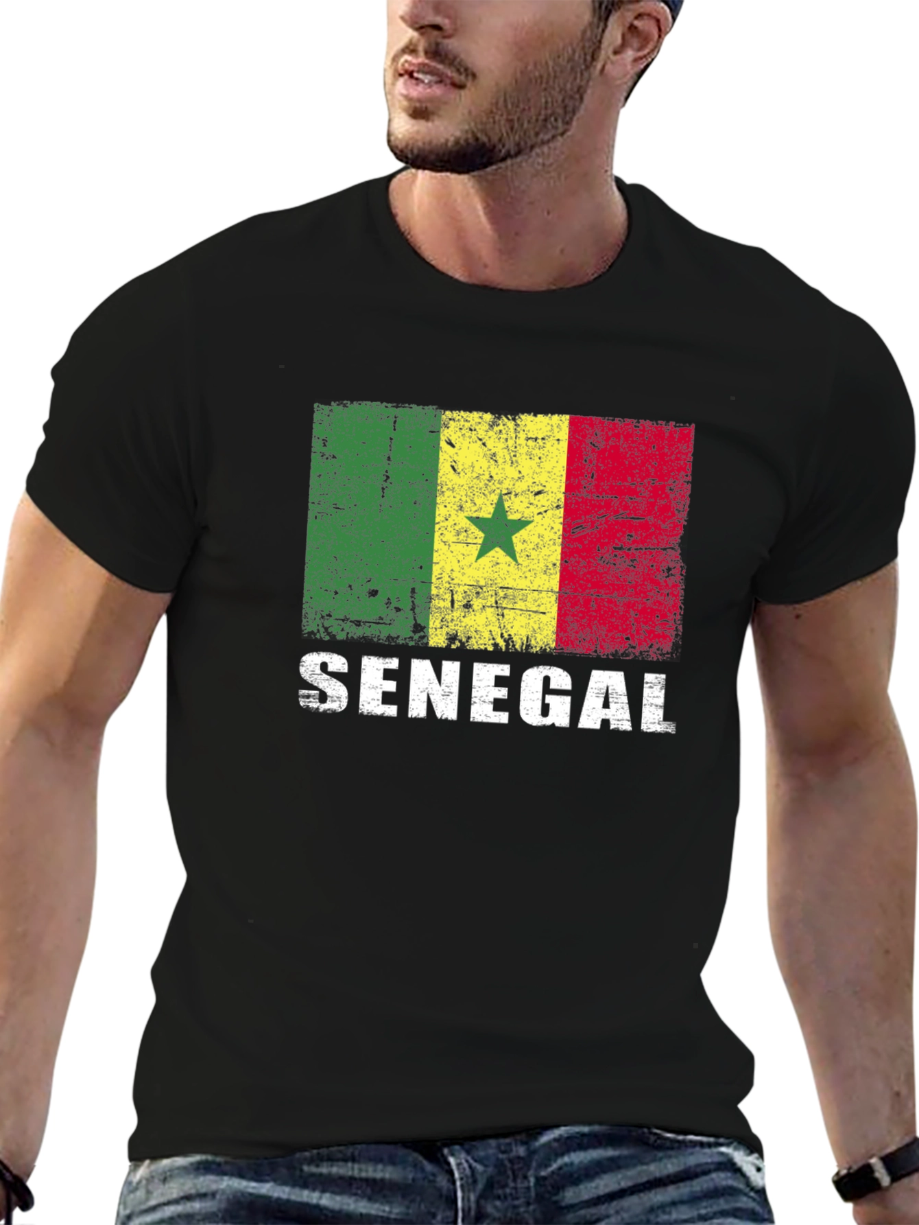 Senegal Flag T-Shirt - Distressed Design
