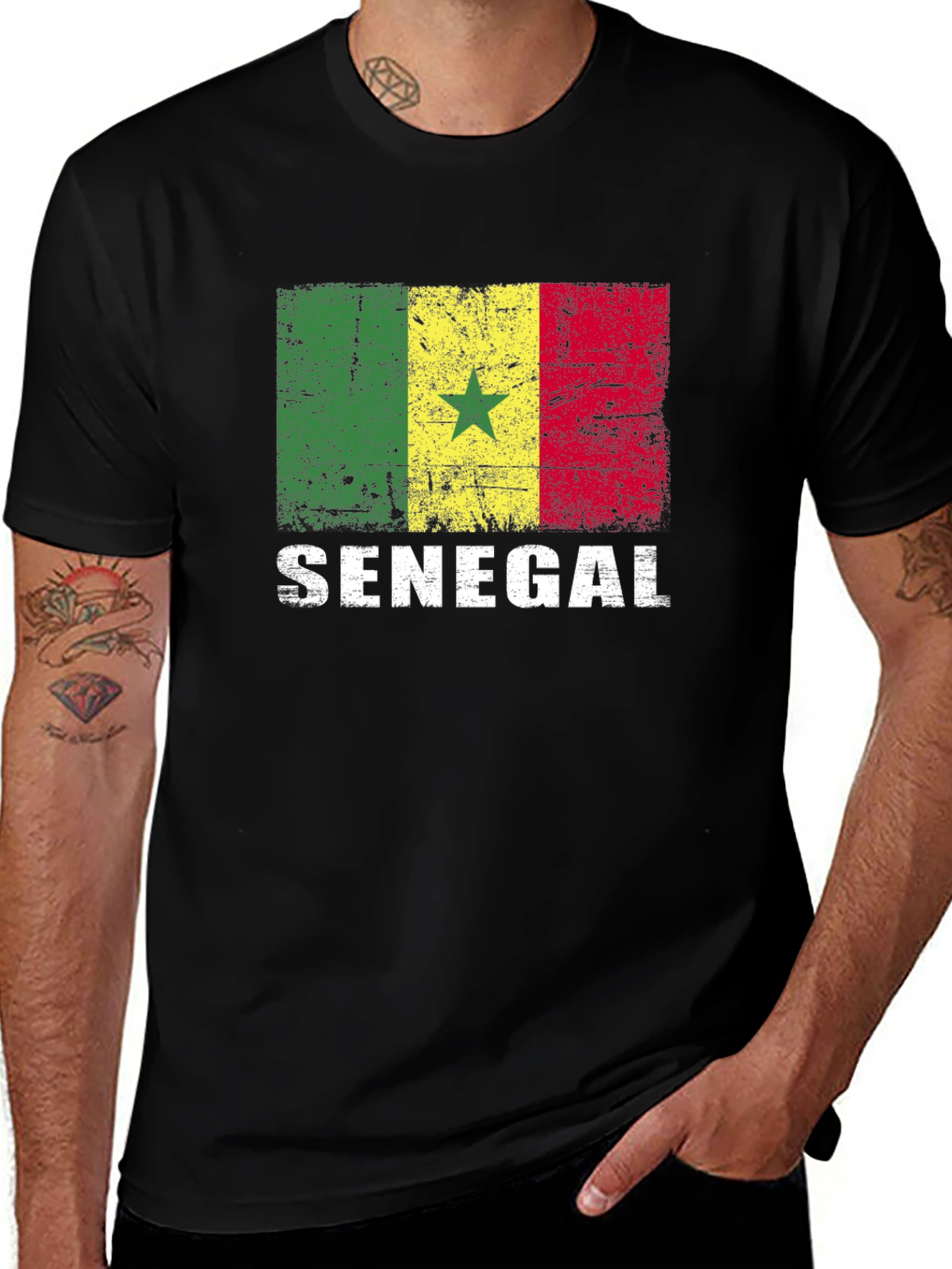Senegal Flag T-Shirt - Distressed Design