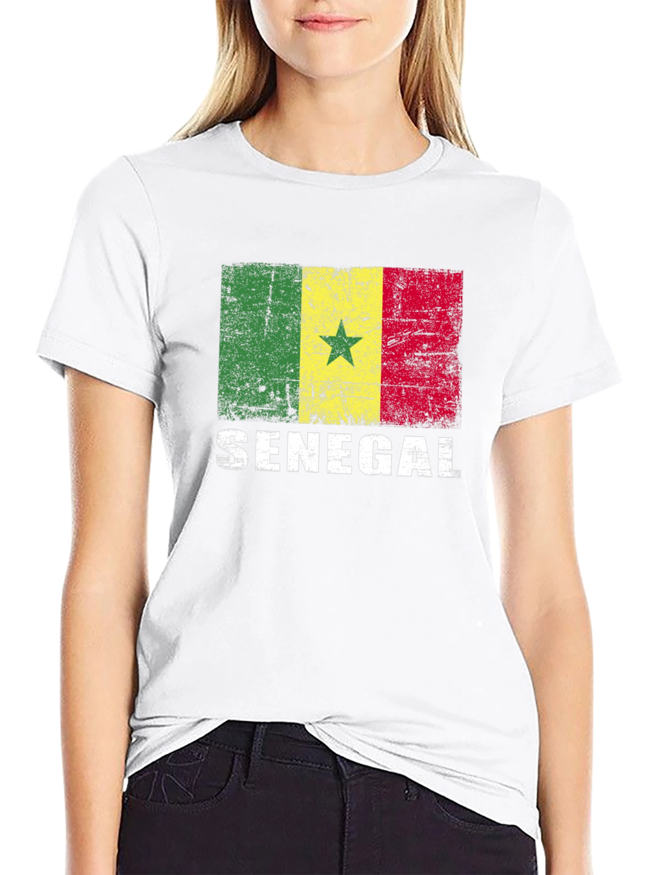 Senegal Flag T-Shirt - Distressed Design
