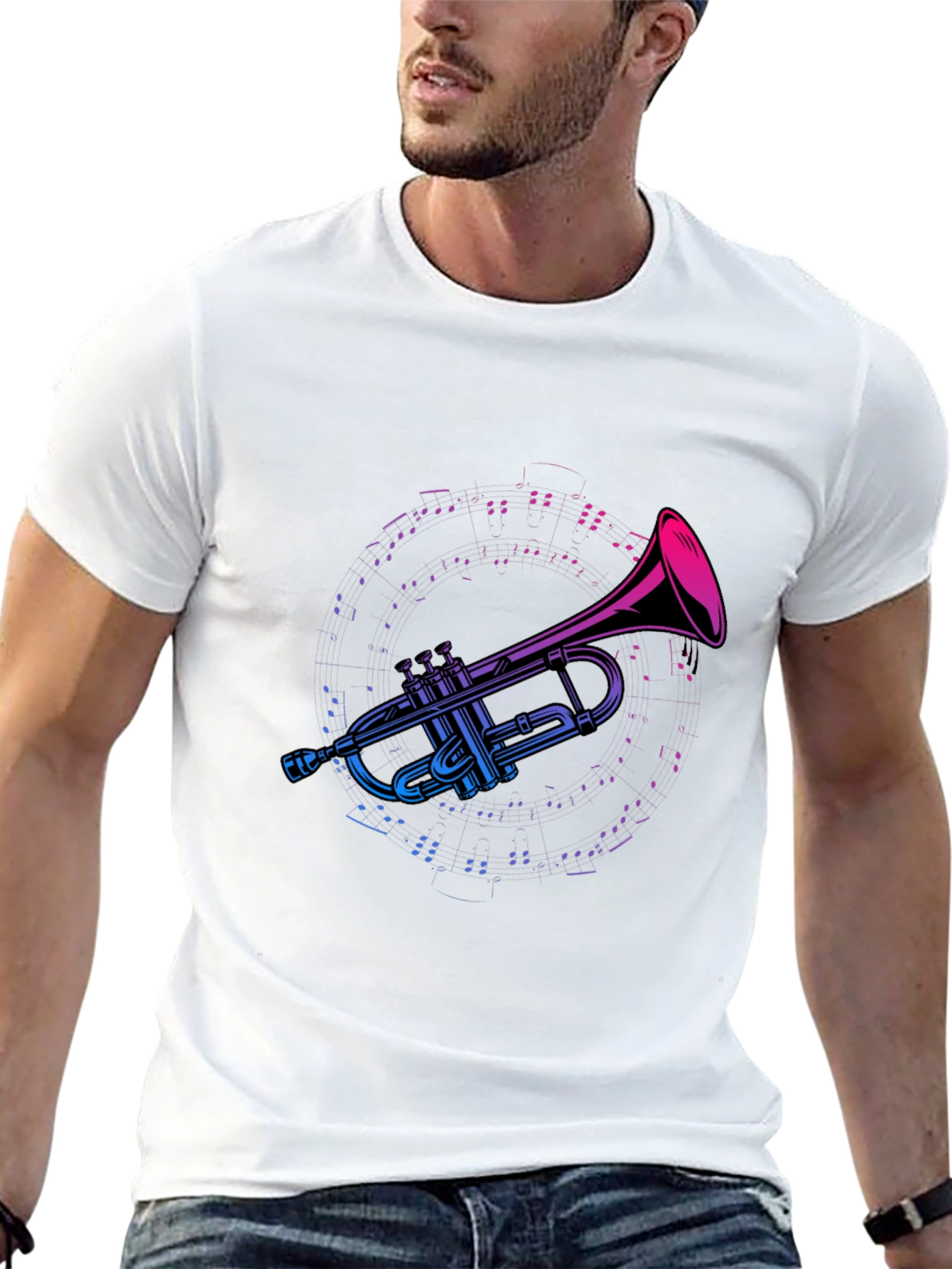 Trumpet Music Graphic Tee - Black Cotton T-Shirt