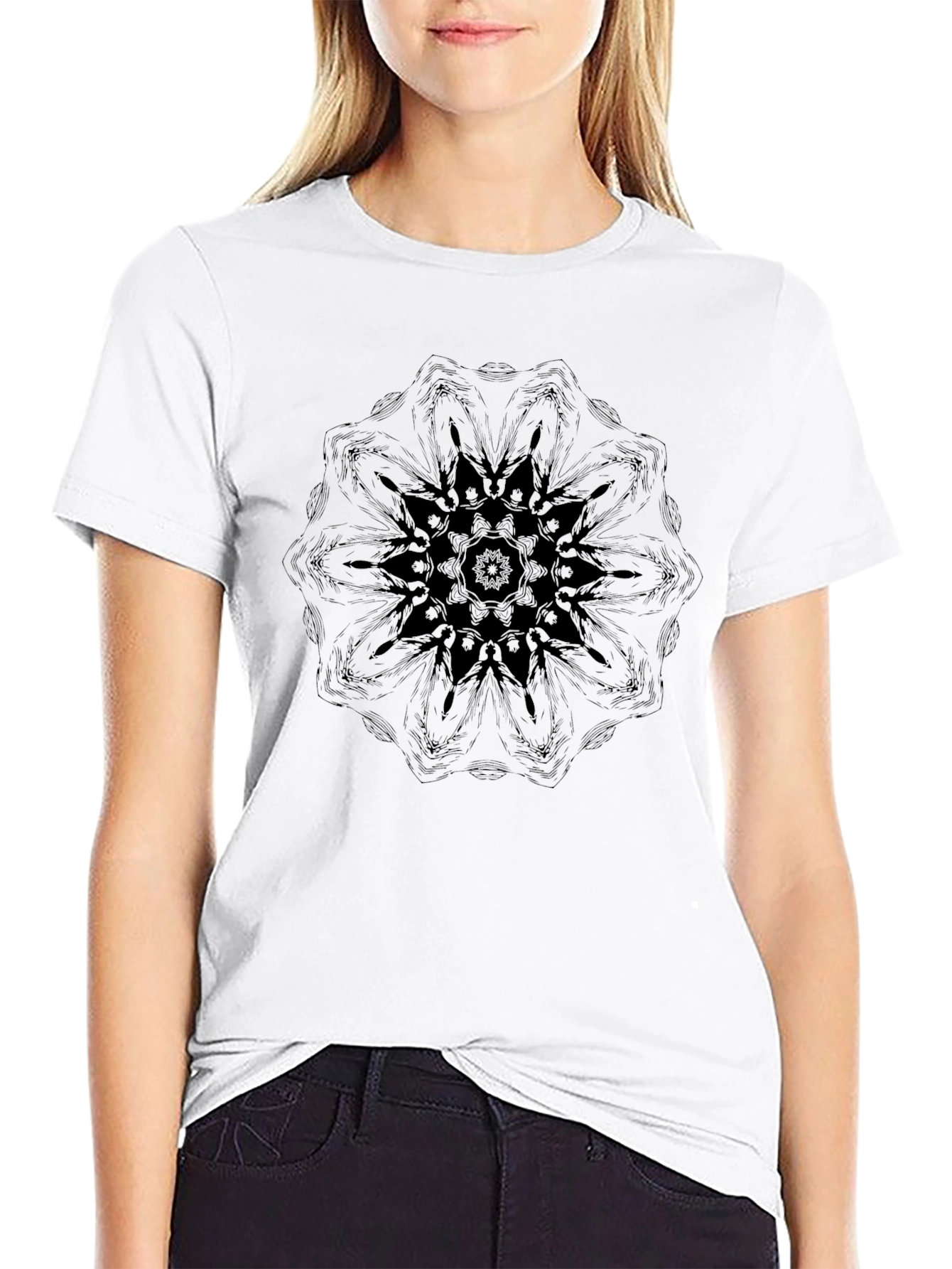 Mens Black Mandala Graphic T-Shirt