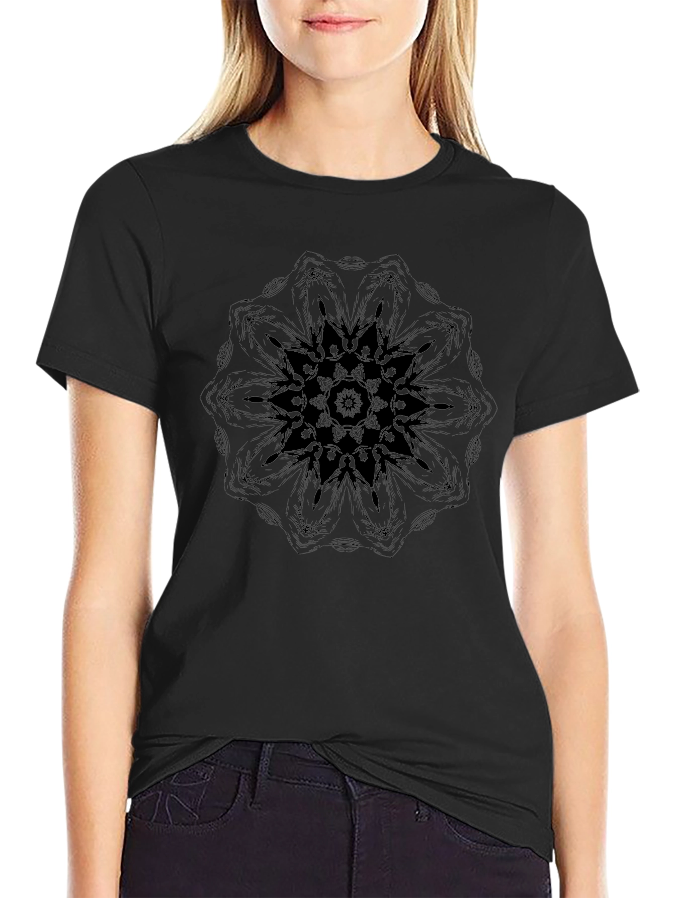 Mens Black Mandala Graphic T-Shirt