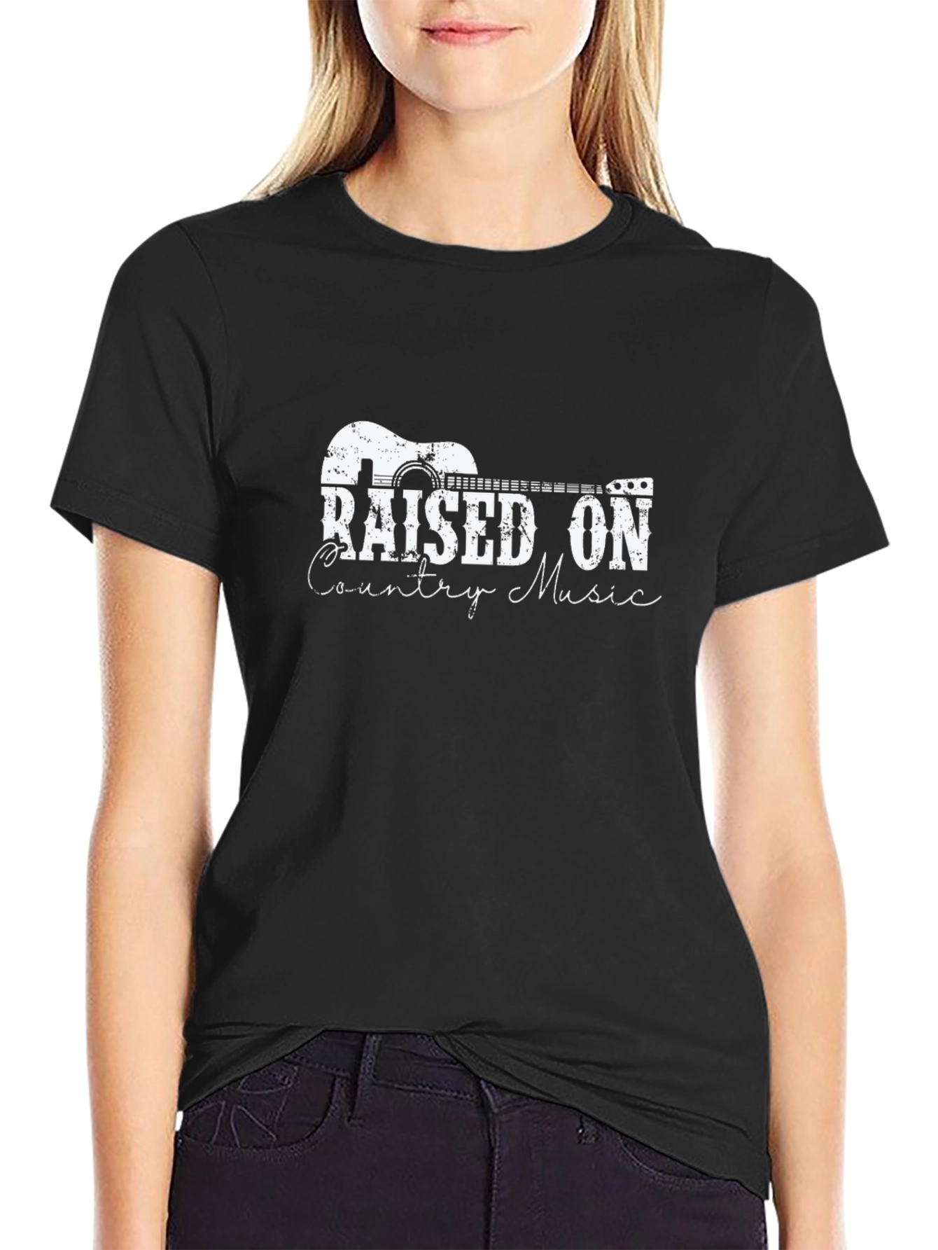 Raised On Country Music T-Shirt - Black