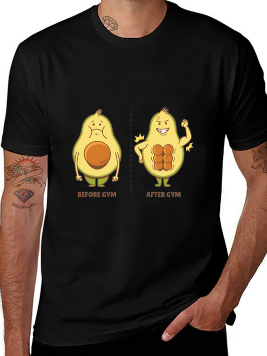 Avocado Gym Humor Graphic Tee - Black