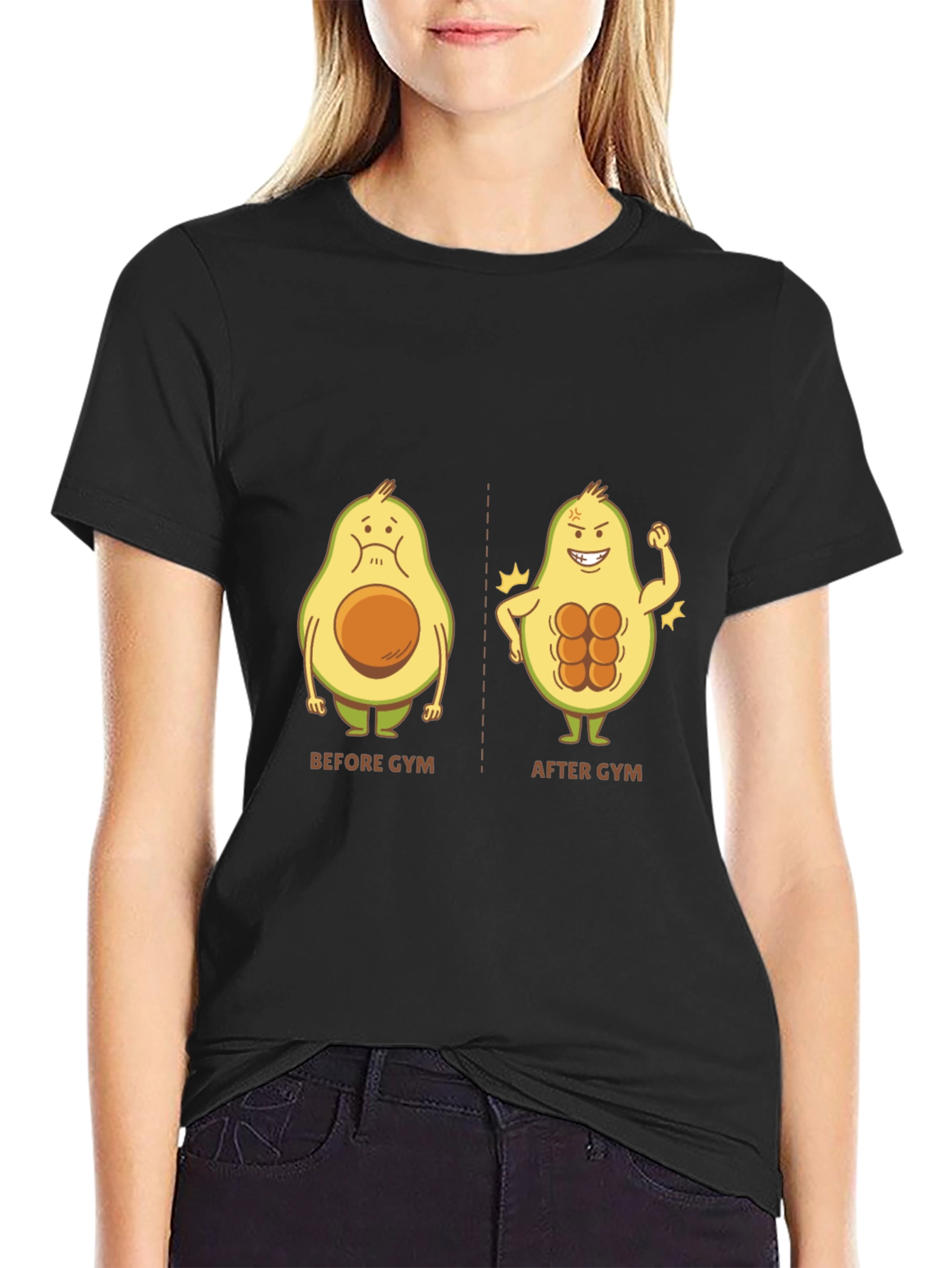 Avocado Gym Humor Graphic Tee - Black