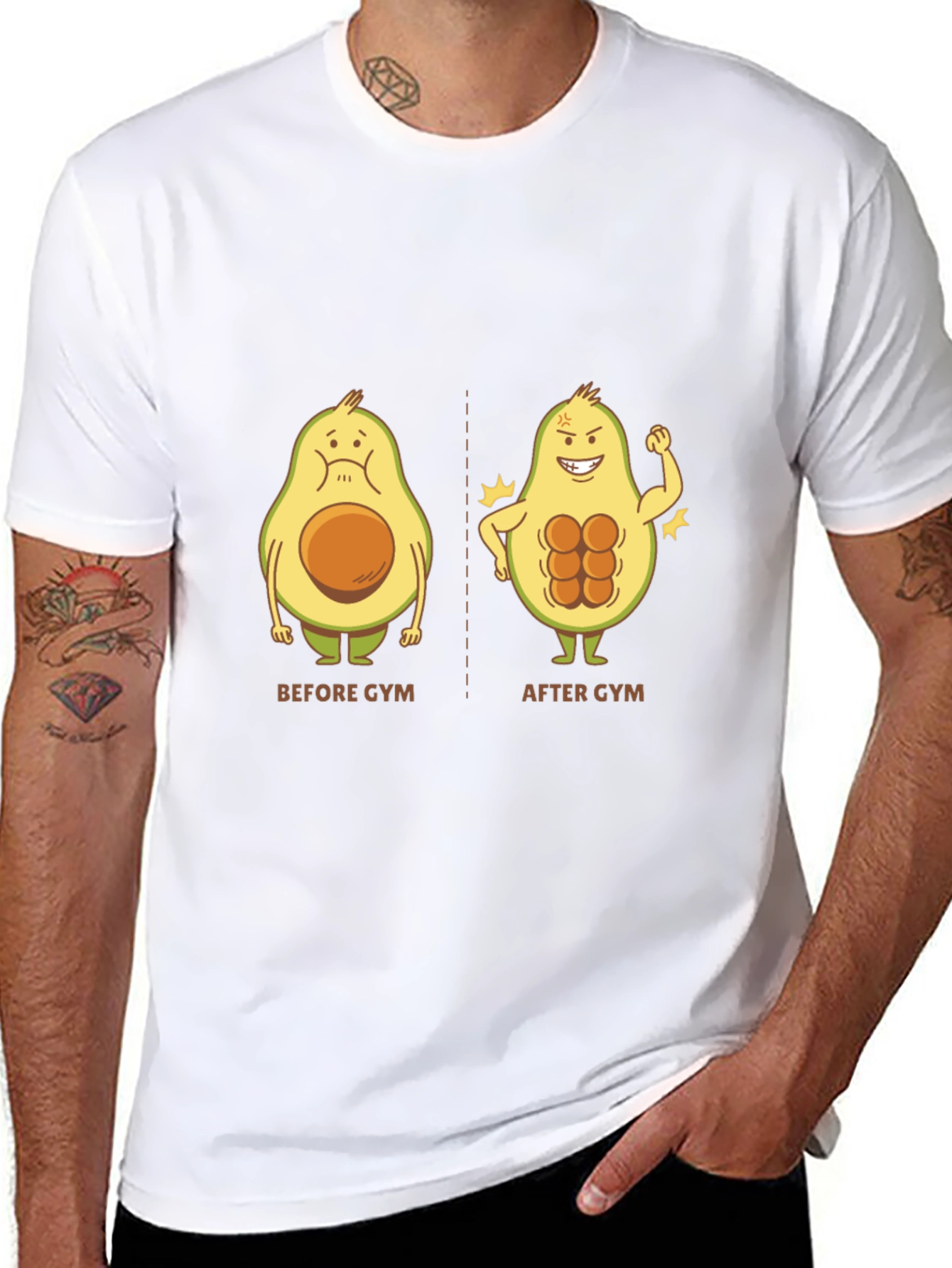 Avocado Gym Humor Graphic Tee - Black