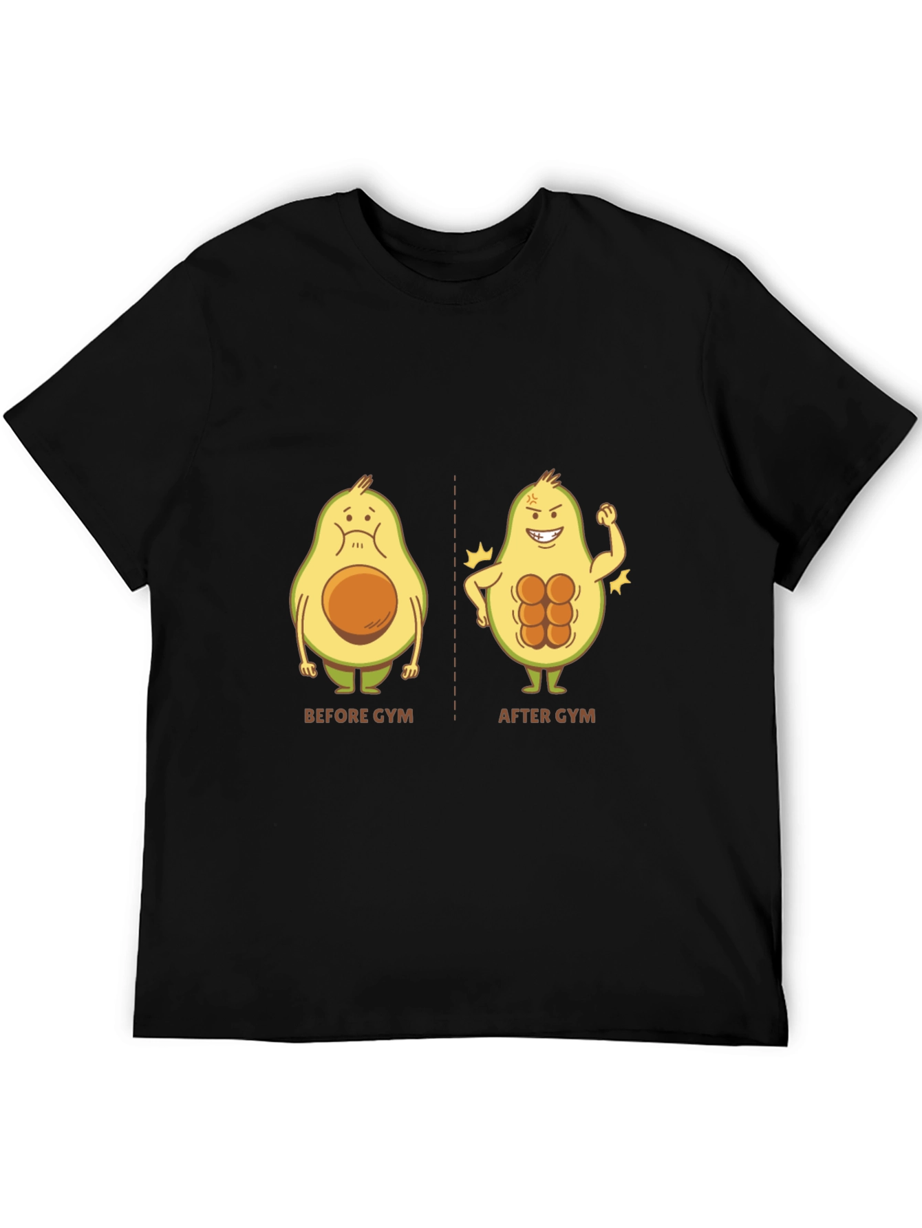 Avocado Gym Humor Graphic Tee - Black