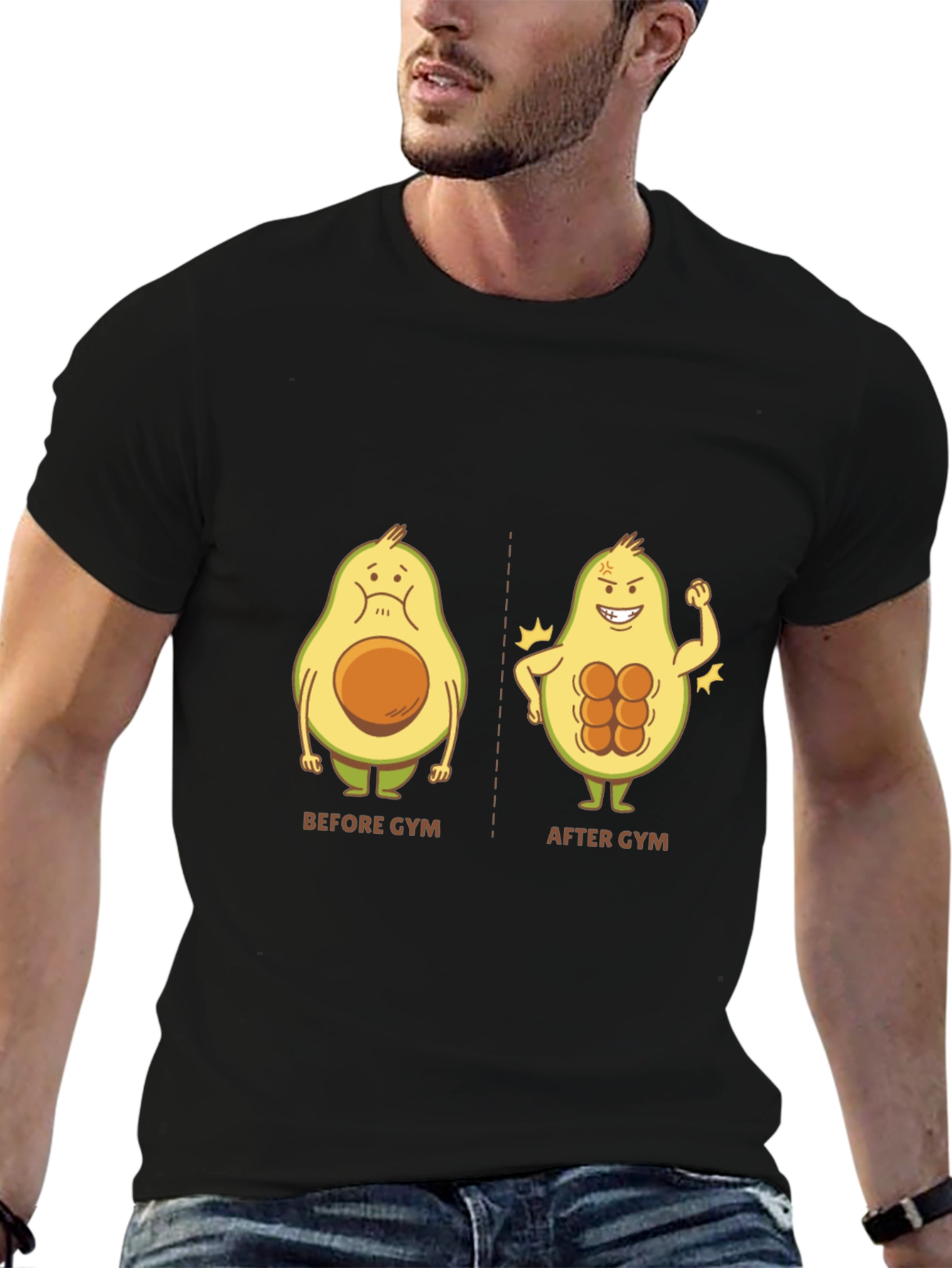 Avocado Gym Humor Graphic Tee - Black