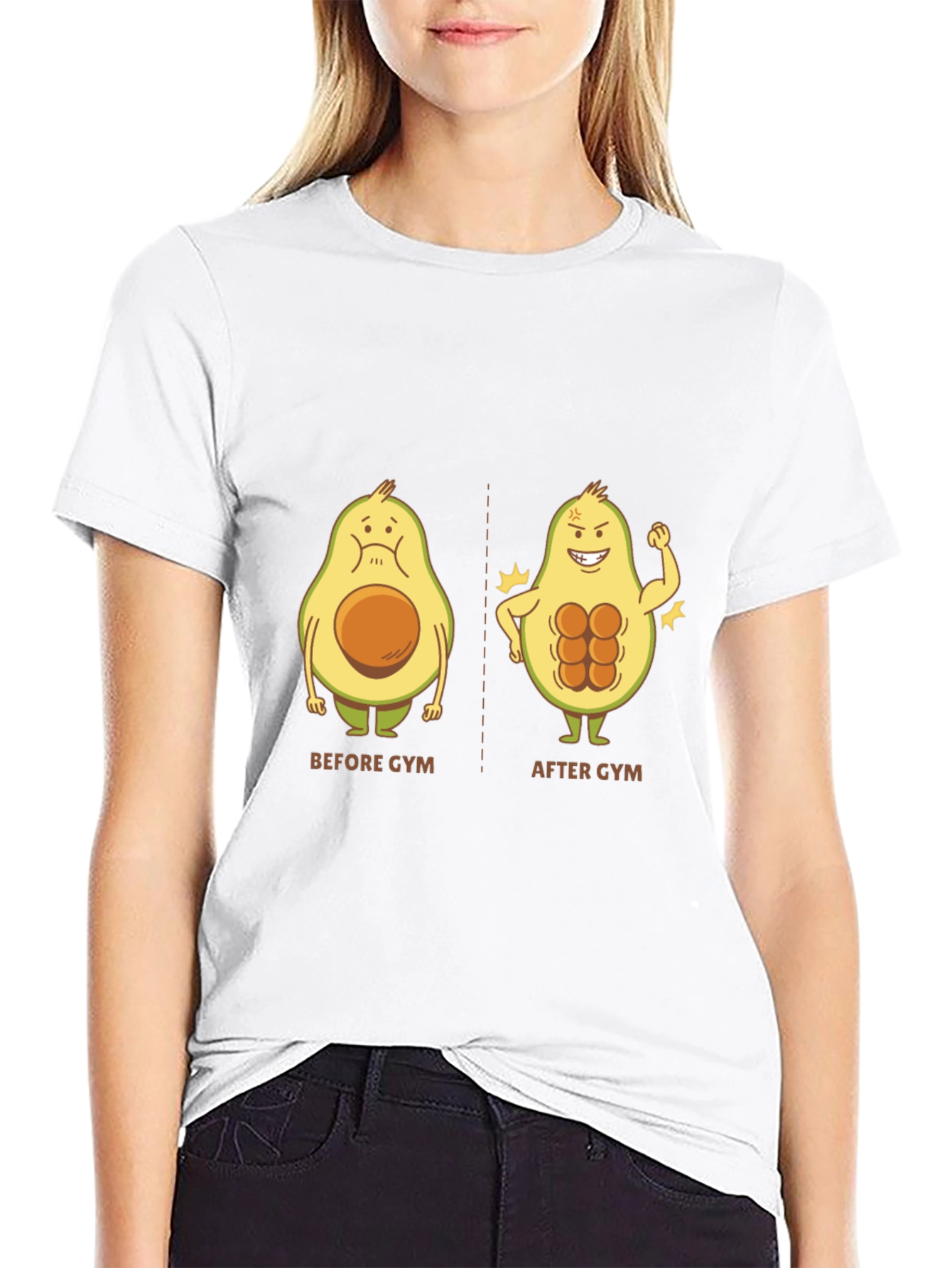 Avocado Gym Humor Graphic Tee - Black