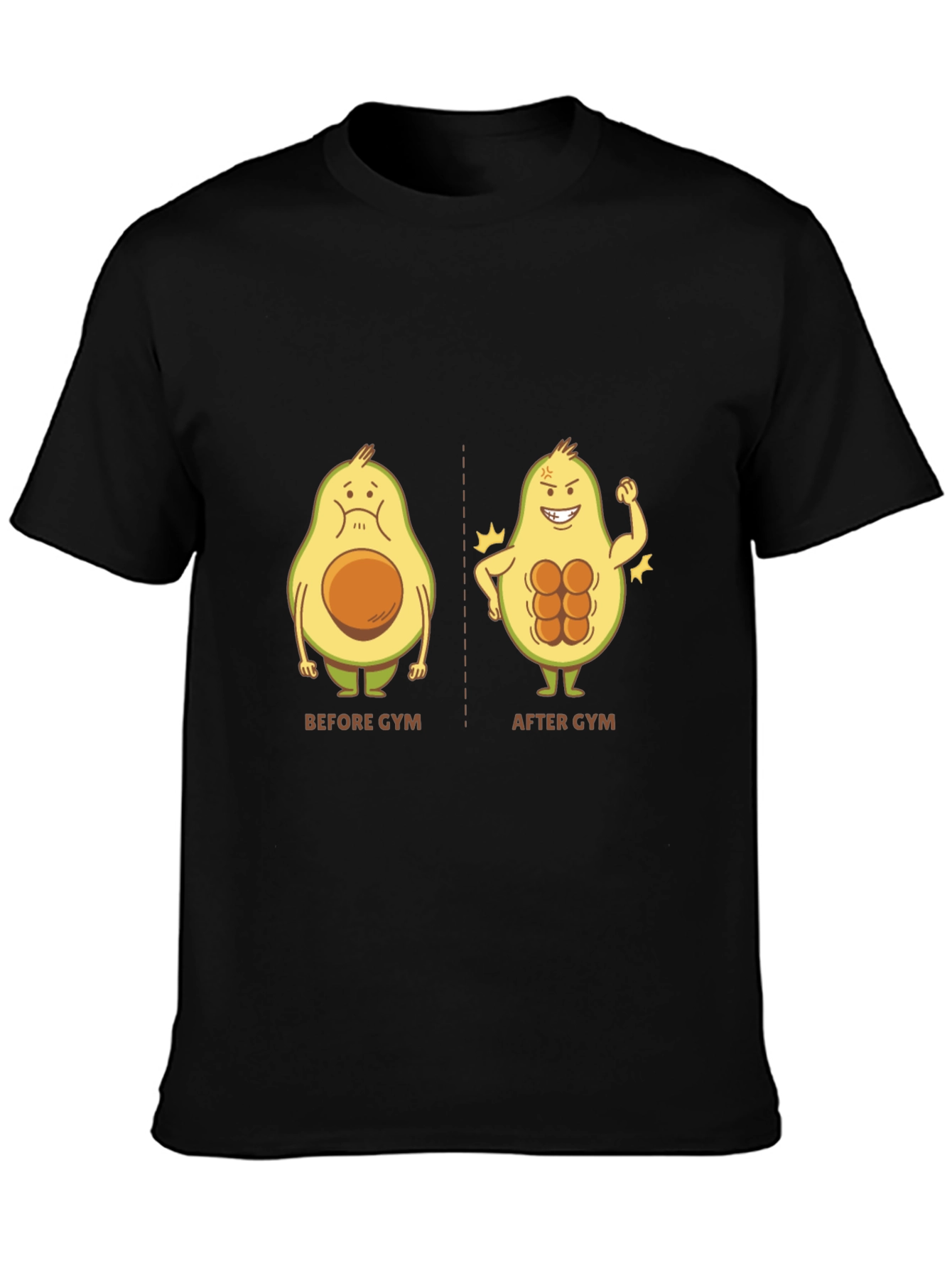 Avocado Gym Humor Graphic Tee - Black