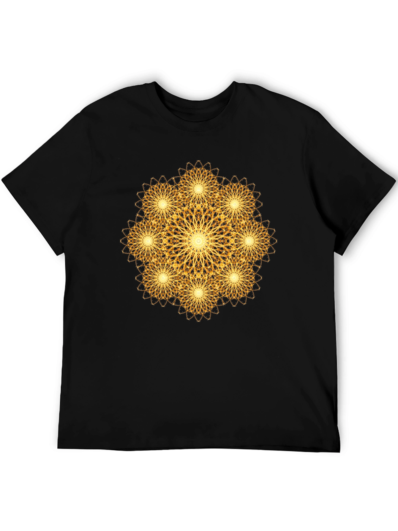 Golden Mandala Graphic Print Black T-Shirt