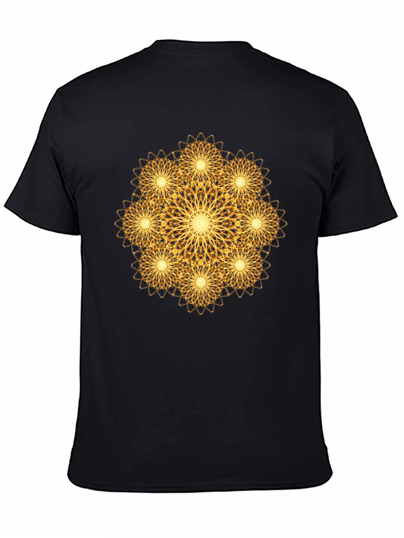 Golden Mandala Graphic Print Black T-Shirt