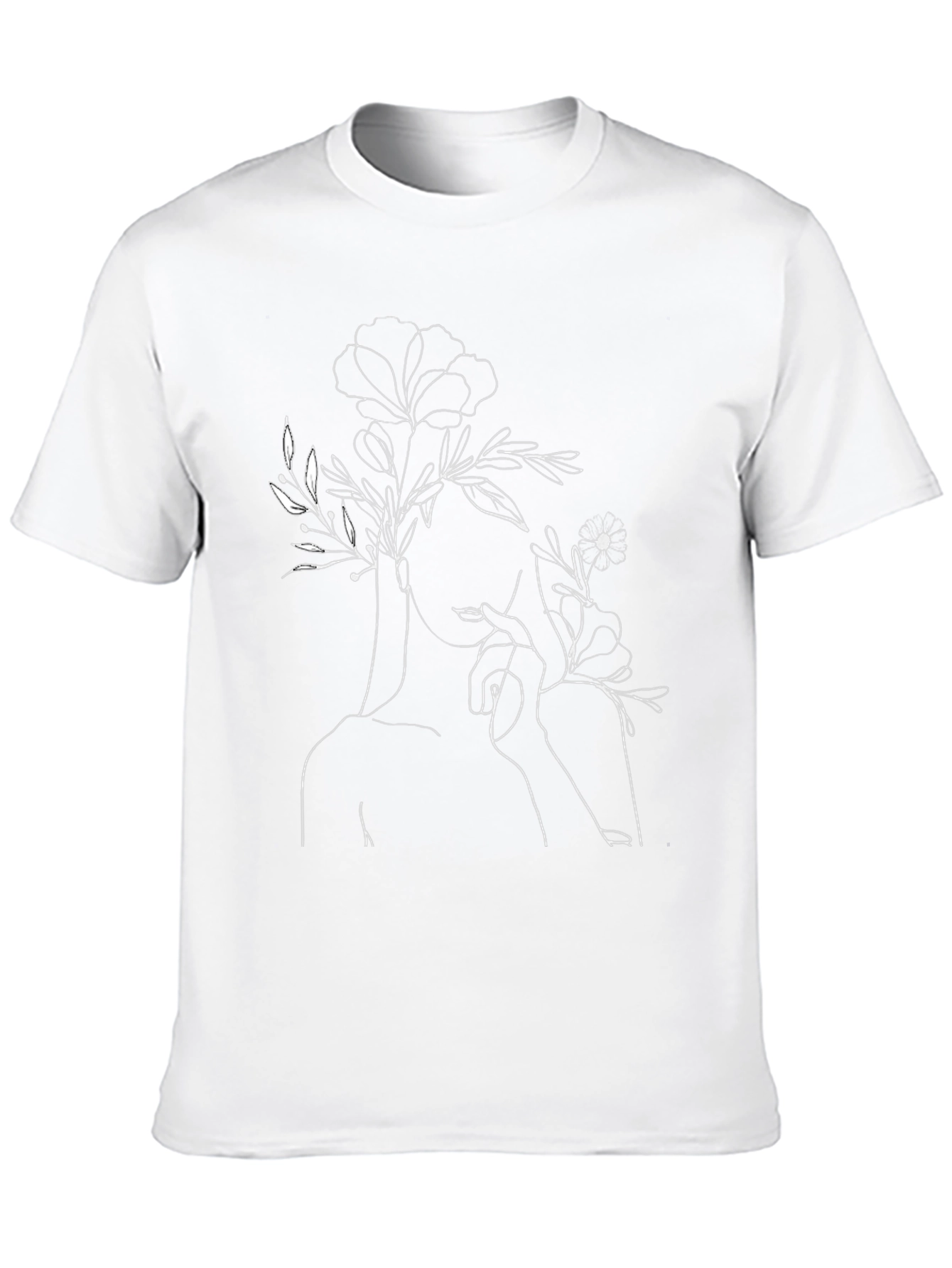 Floral Woman Graphic Tee - Black Cotton T-Shirt