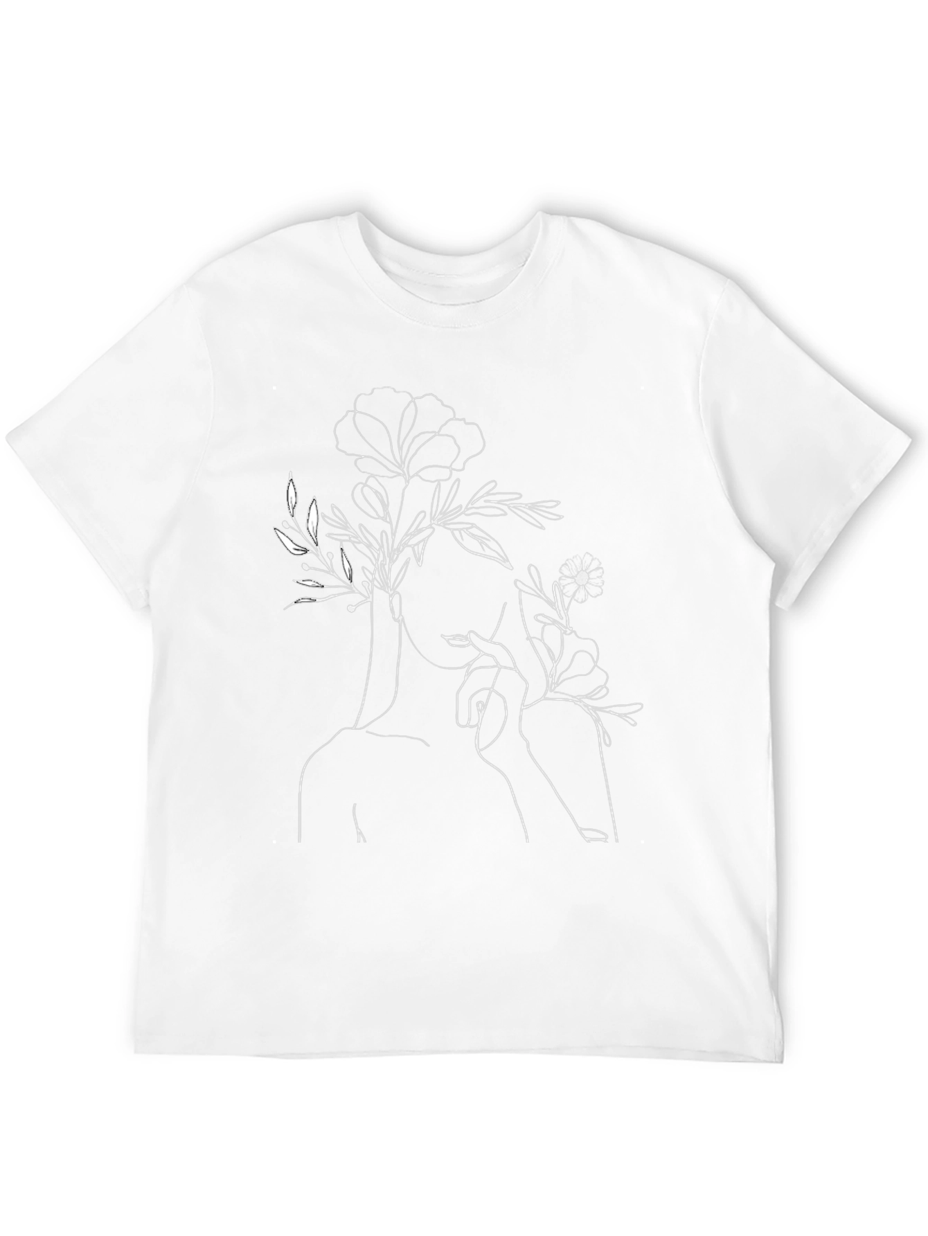 Floral Woman Graphic Tee - Black Cotton T-Shirt