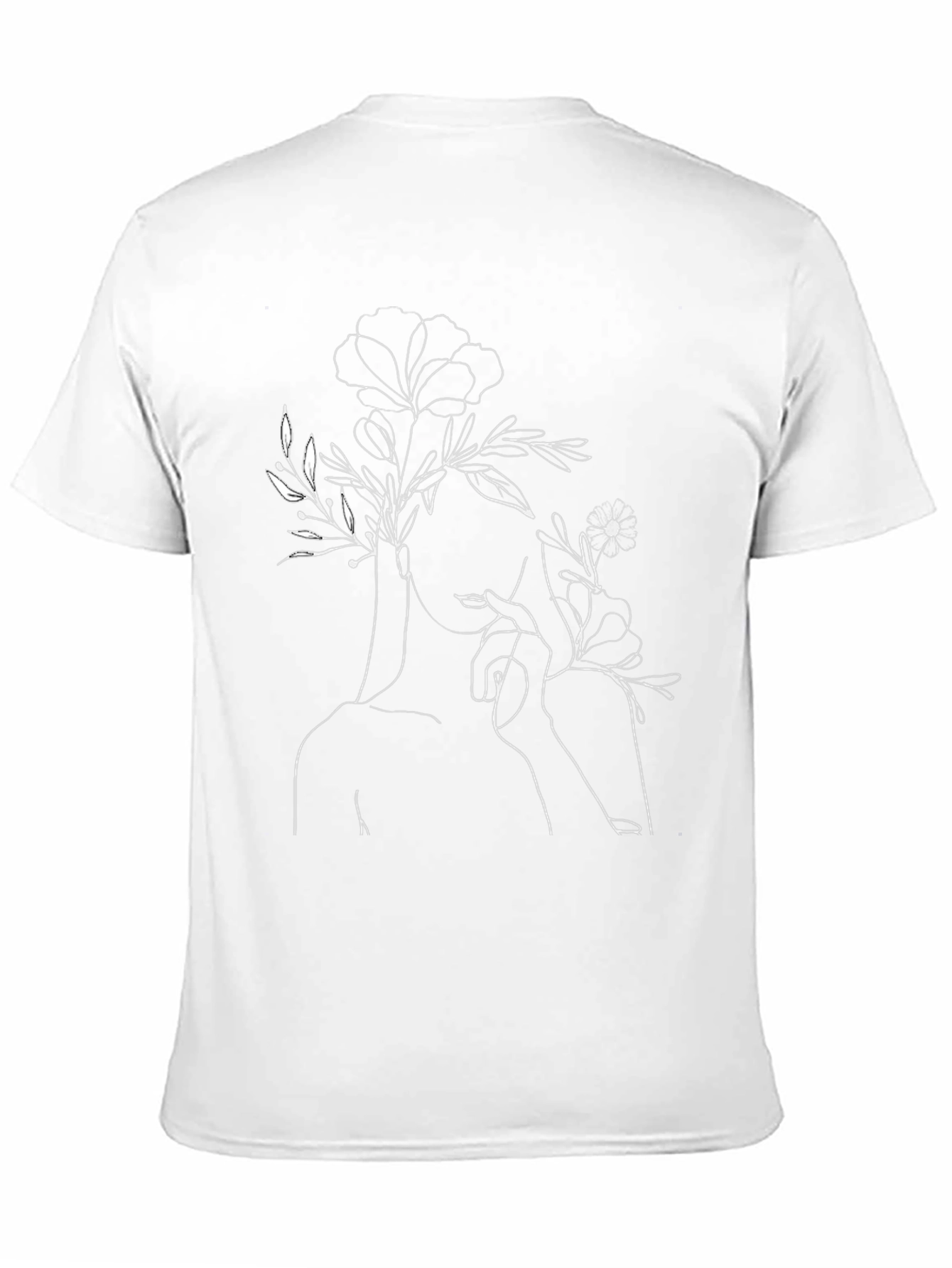 Floral Woman Graphic Tee - Black Cotton T-Shirt