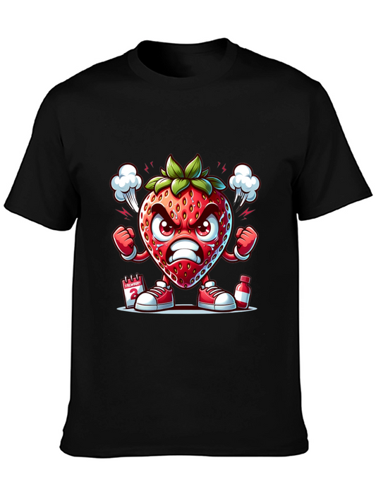 Angry Strawberry Cartoon Graphic T-Shirt
