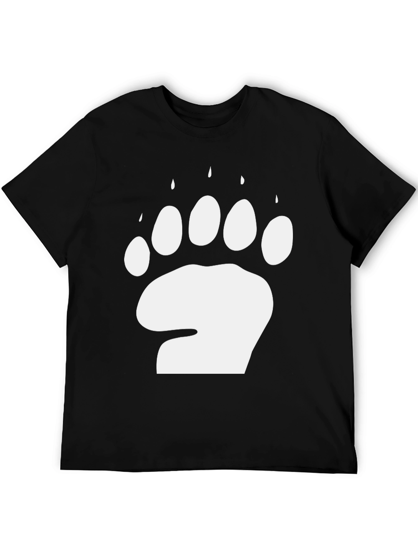 Bear Paw Print T-Shirt - Black Cotton Blend