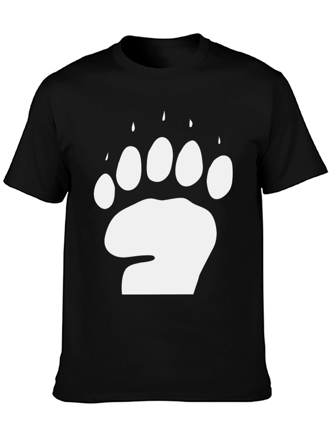 Bear Paw Print T-Shirt - Black Cotton Blend
