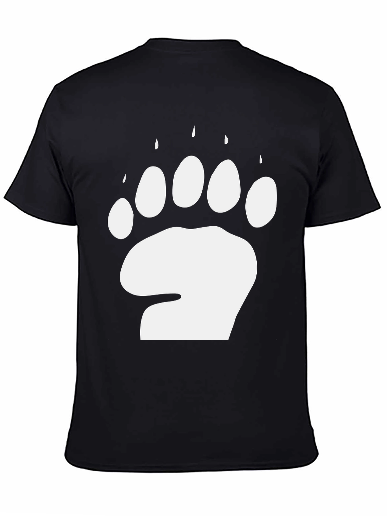 Bear Paw Print T-Shirt - Black Cotton Blend