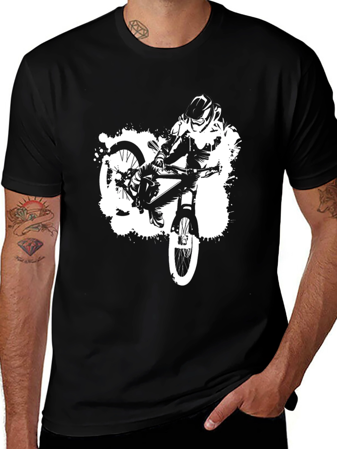 Stylish Black T-Shirt with Biker Graphic