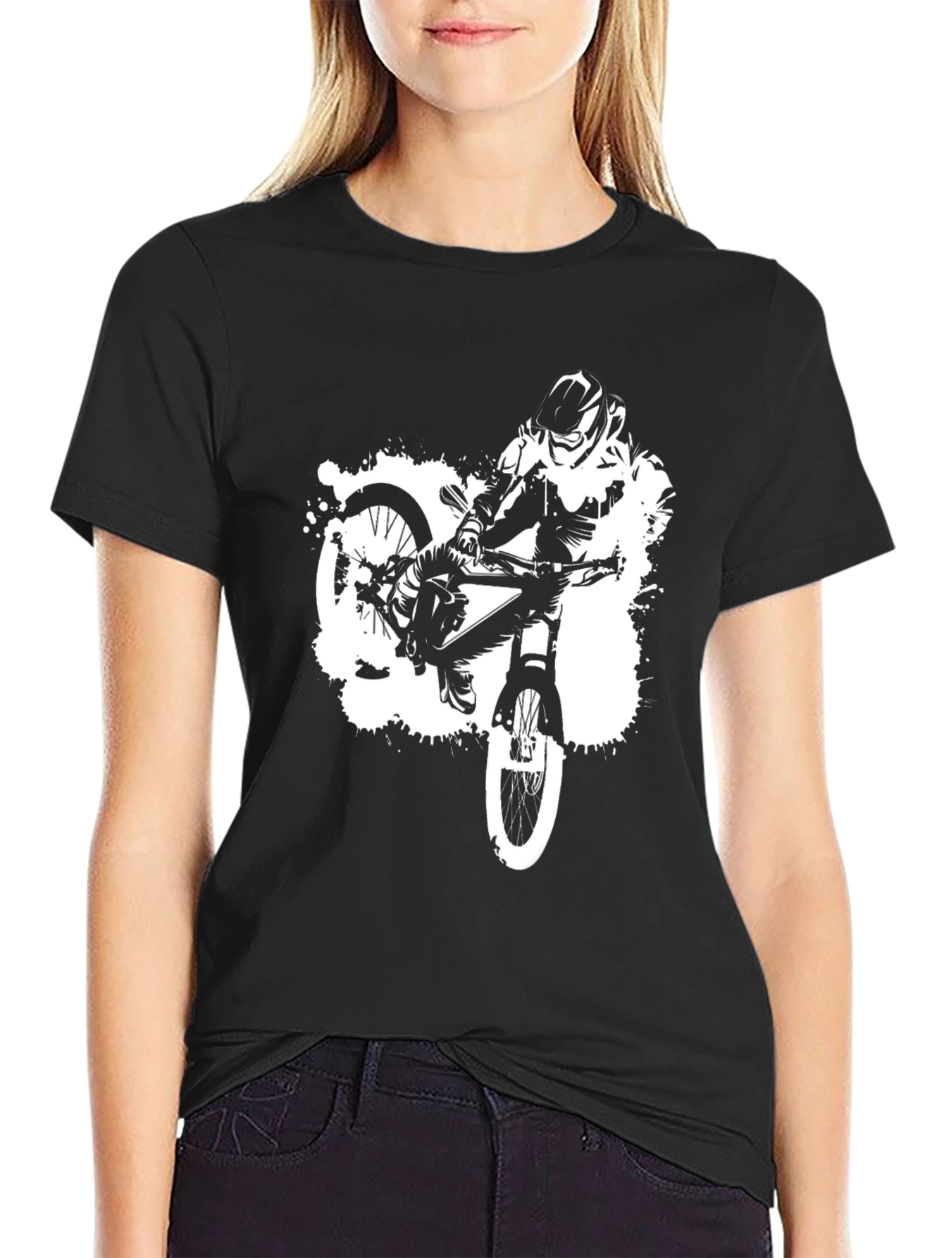Stylish Black T-Shirt with Biker Graphic