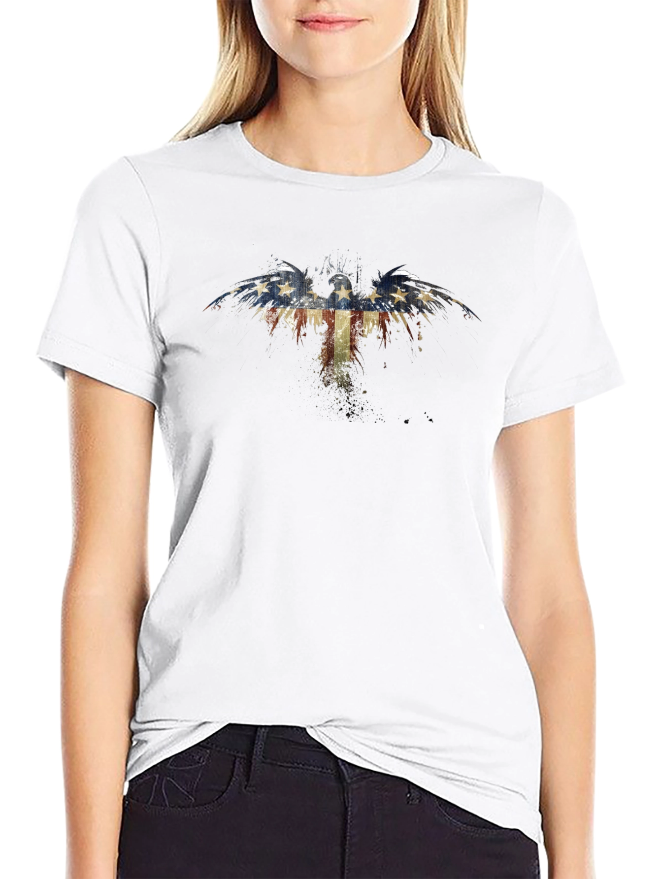 American Flag Eagle Graphic Black T-Shirt