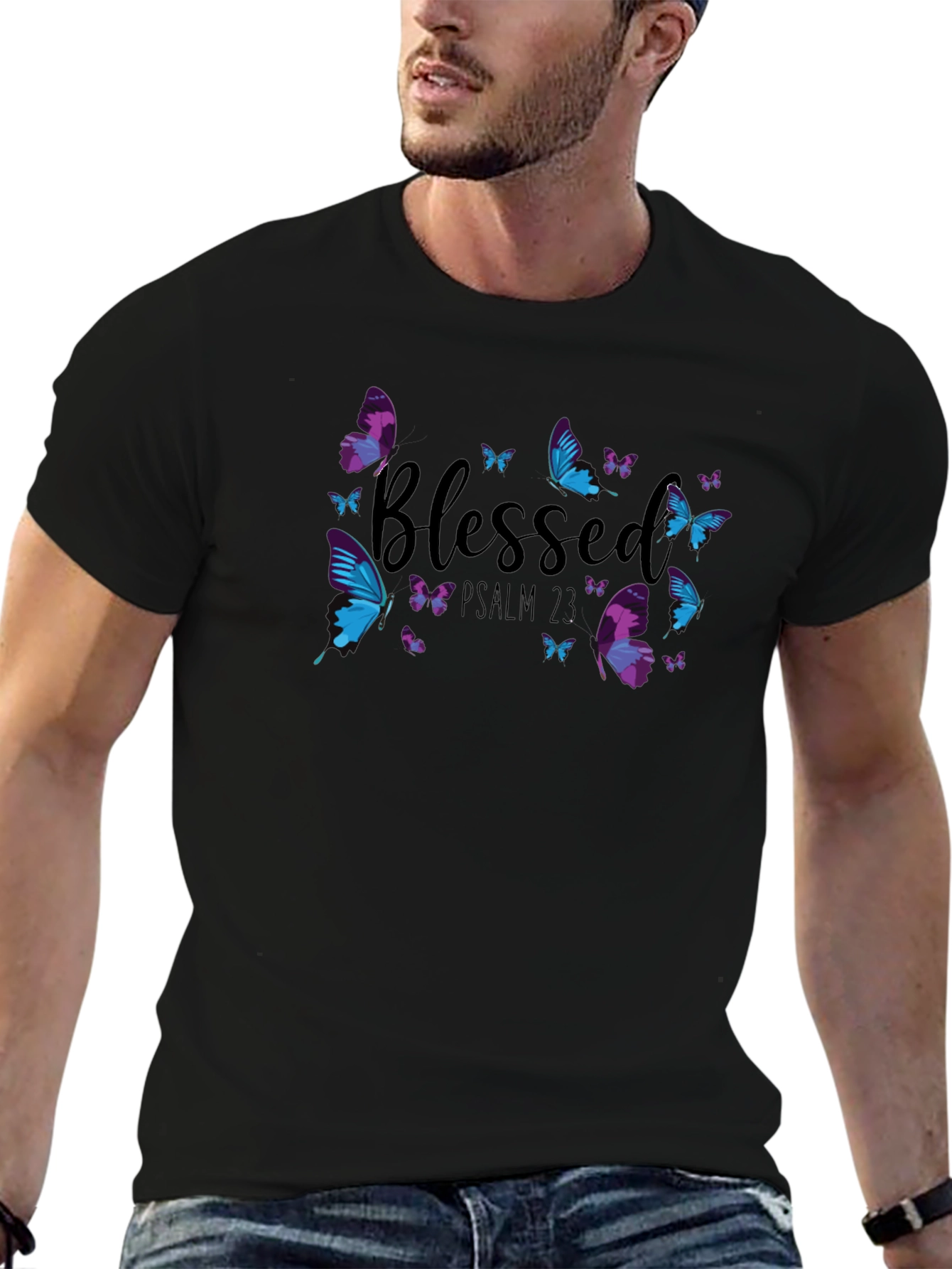 Blessed Psalm 23 Butterfly T-Shirt