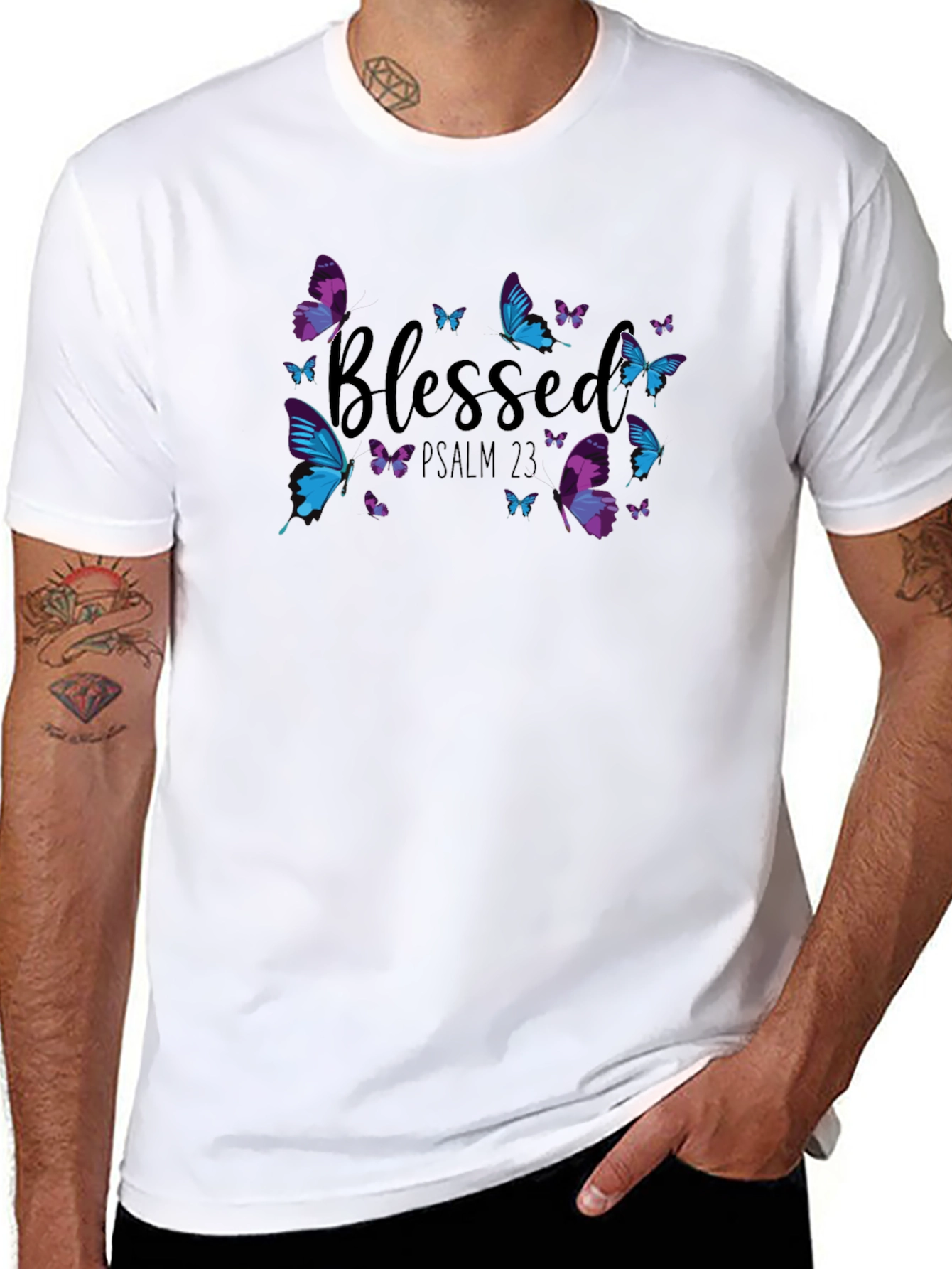 Blessed Psalm 23 Butterfly T-Shirt